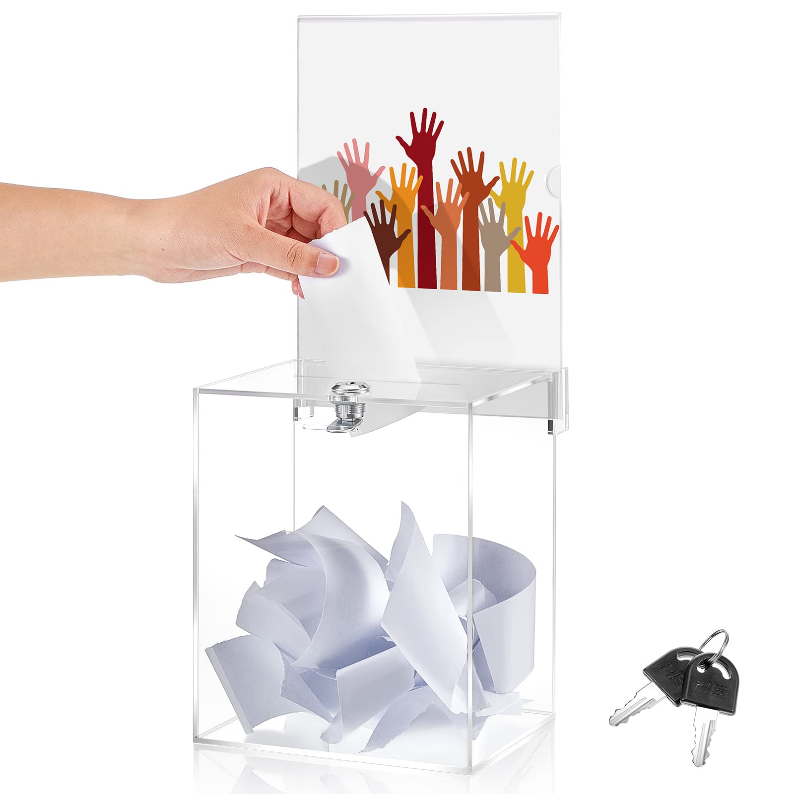 Juexica 16 x 6.7 x 5 Inches Clear Acrylic Donation Box - Voting Ballot Box, Raffle Box, Employee Suggestion Box for Charity Events, Fundraisers & Office Collections (1 Piece) - Perfect for Restaurants, Retail Stores & Community Centers
