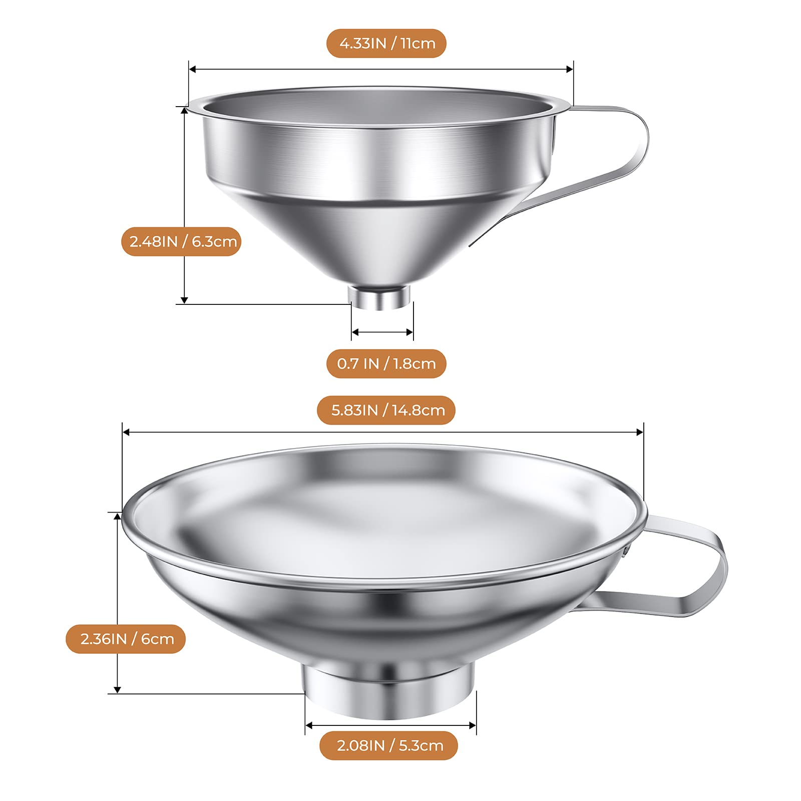 Stainless Steel Canning Funnel Set for Wide Mouth & Regular Mason Jars - Kitchen Funnel with Strainer for Bottles, Oil, Jam, Grains - Perfect for Home Canning, Food Storage & Meal Prep