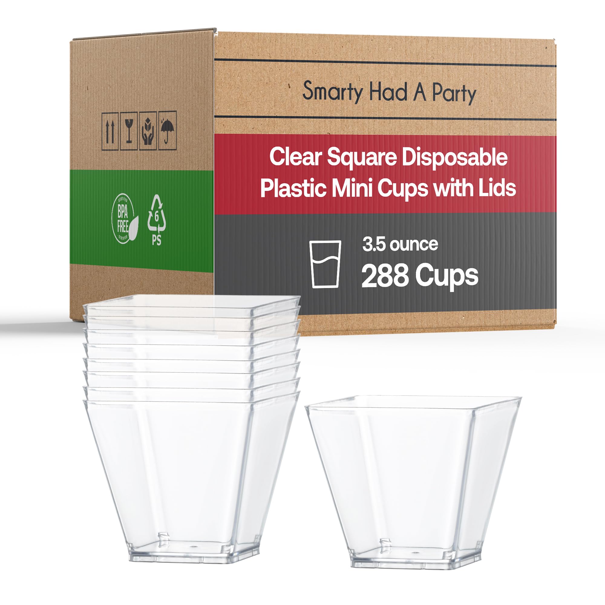 Smarty Had A Party 3.5 oz Clear Disposable Plastic Cups – 288 Pack Mini Dessert Cups for Parfaits, Yogurt, Party Treats & Snacks | Perfect for Catering, Events, and Home Entertaining