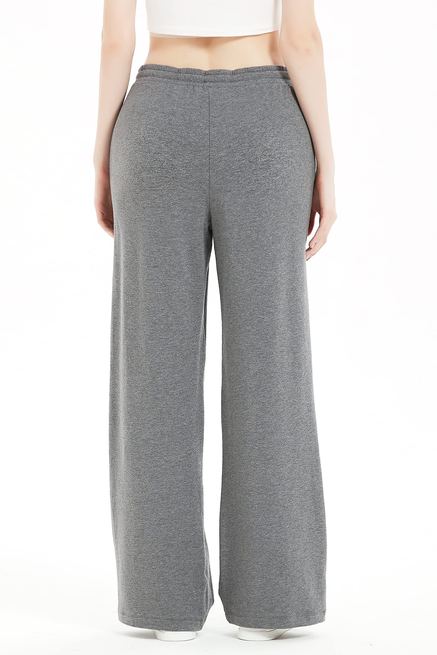 Women's Wide Leg Cotton Sweatpants - Sporty Knit Straight Leg Lounge Pants with Loose Fit - Perfect for Yoga, Running & Casual Wear