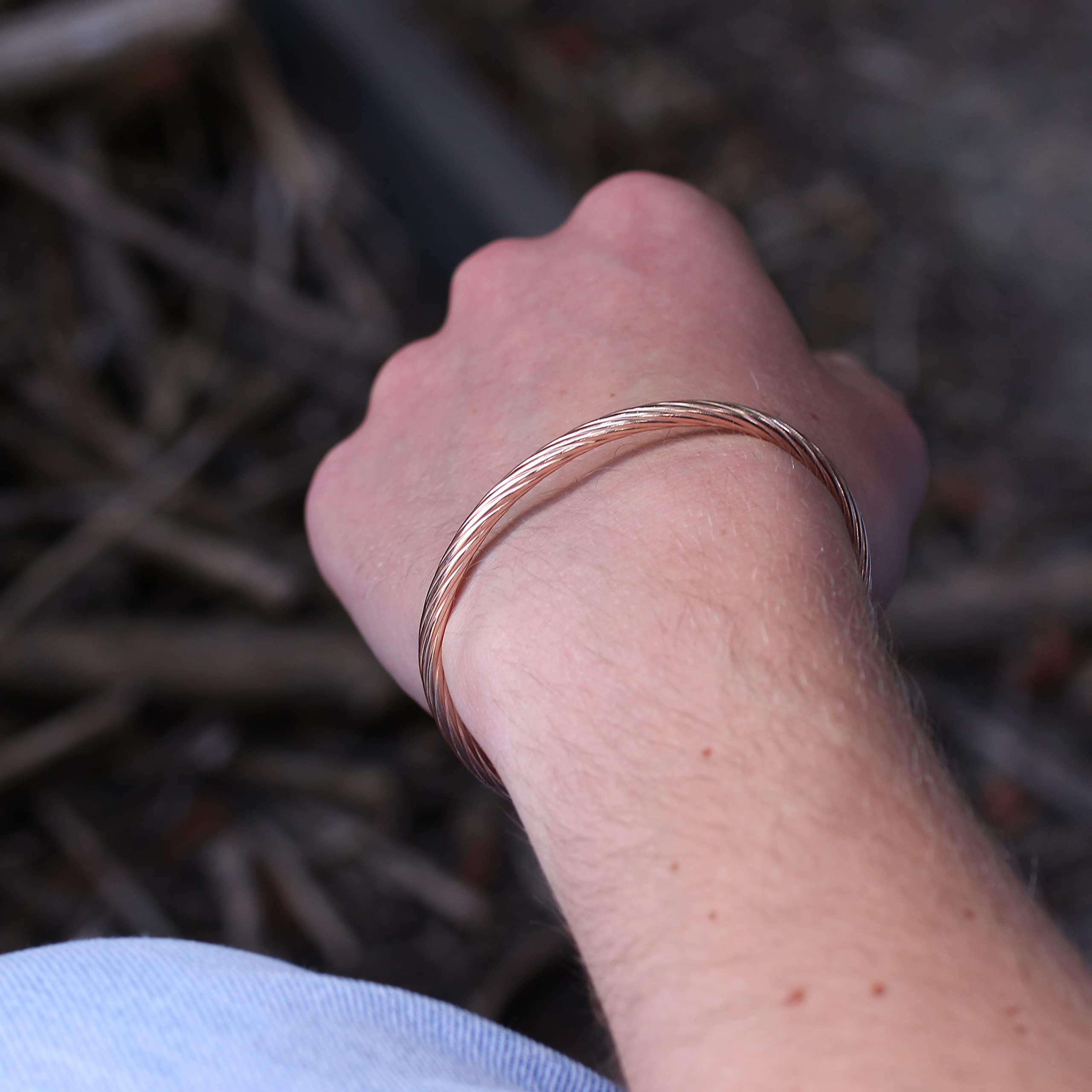 Rose Gold Plated Sterling Silver Twisted Men's Torque Bangle - Elegant Jewelry Gift for Him, Perfect for Weddings, Anniversaries & Special Occasions