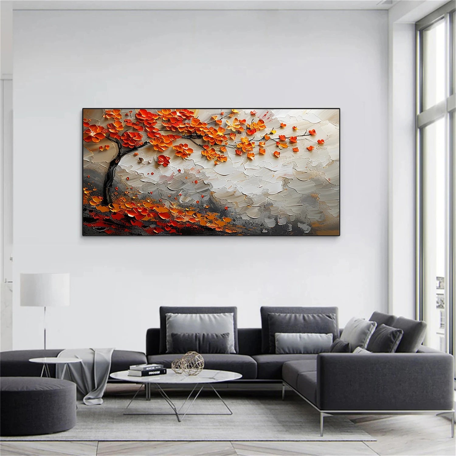 Flower and Tree Painting #FT177 - Handmade Canvas Wall Art for Home Decor, Living Room, Bedroom & Office