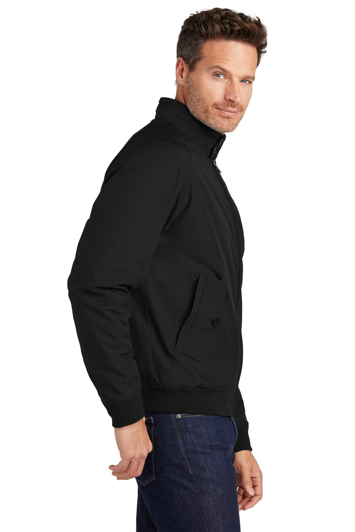 Brooks Brothers Men's Bomber Jacket - Classic Black Aviator Style Jacket for Casual & Business Wear | Perfect for Fall & Winter Outdoor Activities