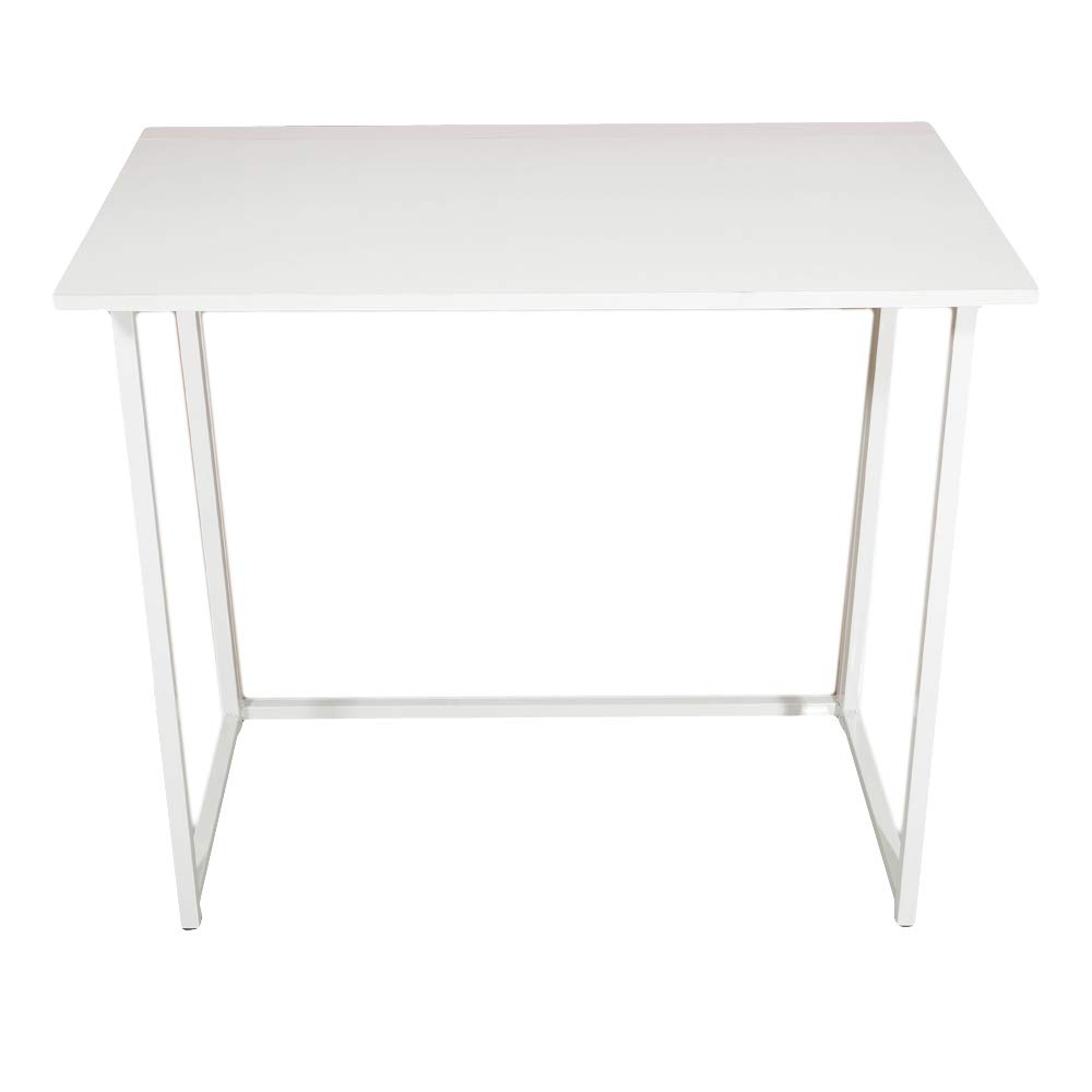 Foldable Computer Desk - Simple & Space-Saving White Writing Table for Home Office, Small Spaces & Dorm Rooms | Compact Study Desk for Work, Gaming & Online Classes