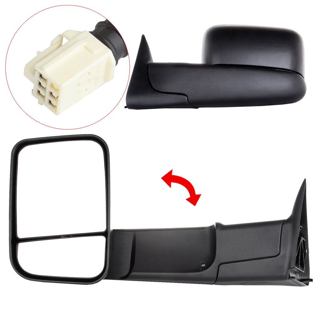 SELEAD Power Heated Towing Mirrors for Dodge Ram 1500/2500/3500 Trucks (1998-2001) - Black Housing, Adjustable, Pair (LH & RH) - Perfect for Towing Trailers, Boats & Heavy Loads