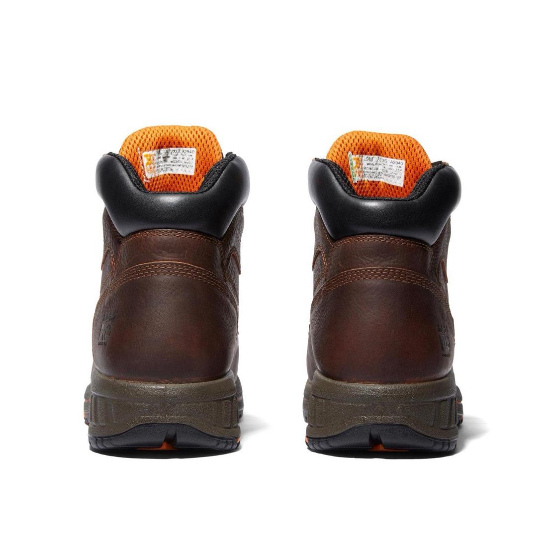 Helix HD 6 Inch Composite Toe Safety Work Boots with Metatarsal Guard - Brown Leather for Construction & Industrial Work