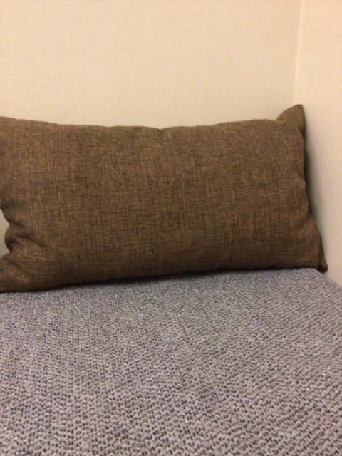 Brown Fabric Lumbar Pillow for Sofa & Bed - Supportive Lower Back Cushion for Home Office, Living Room and Car Seat Comfort