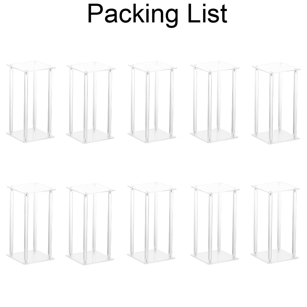10 Pack Clear Acrylic Wedding Centerpiece Vases - 15.8 Inch Tall Geometric Column Flower Stands for Table Decor, Bulk Party Supplies for Weddings, Birthdays, Home & Event Decor - Perfect for Floral Arrangements, Reception Tables, and Modern Home Styling