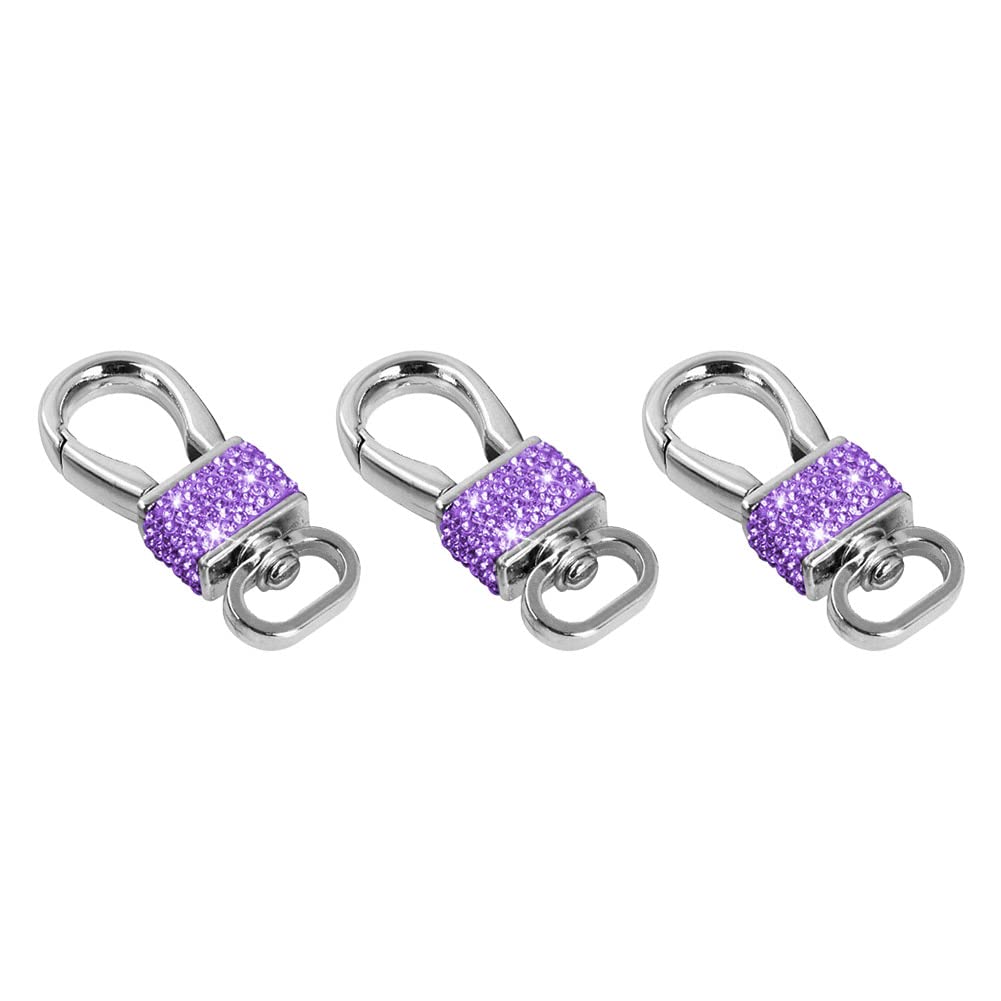 5-Pack Purple Leather Car Key Case with Metal Hook & Keyring - Zipper Pouch for Remote Key Fobs, Bling Keychain Holder - Women's Handbag Charms & Purse Accessories (Great for Key Organization & Gift Giving)