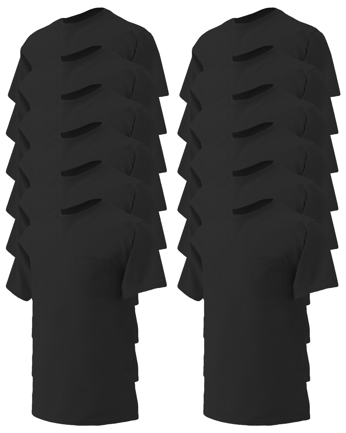 Gildan Men's Comfort Seamless Pocket T-Shirt - Pack of 12, Black, Size S - Soft Cotton Jersey Tee for Work, Casual Wear & Everyday Comfort