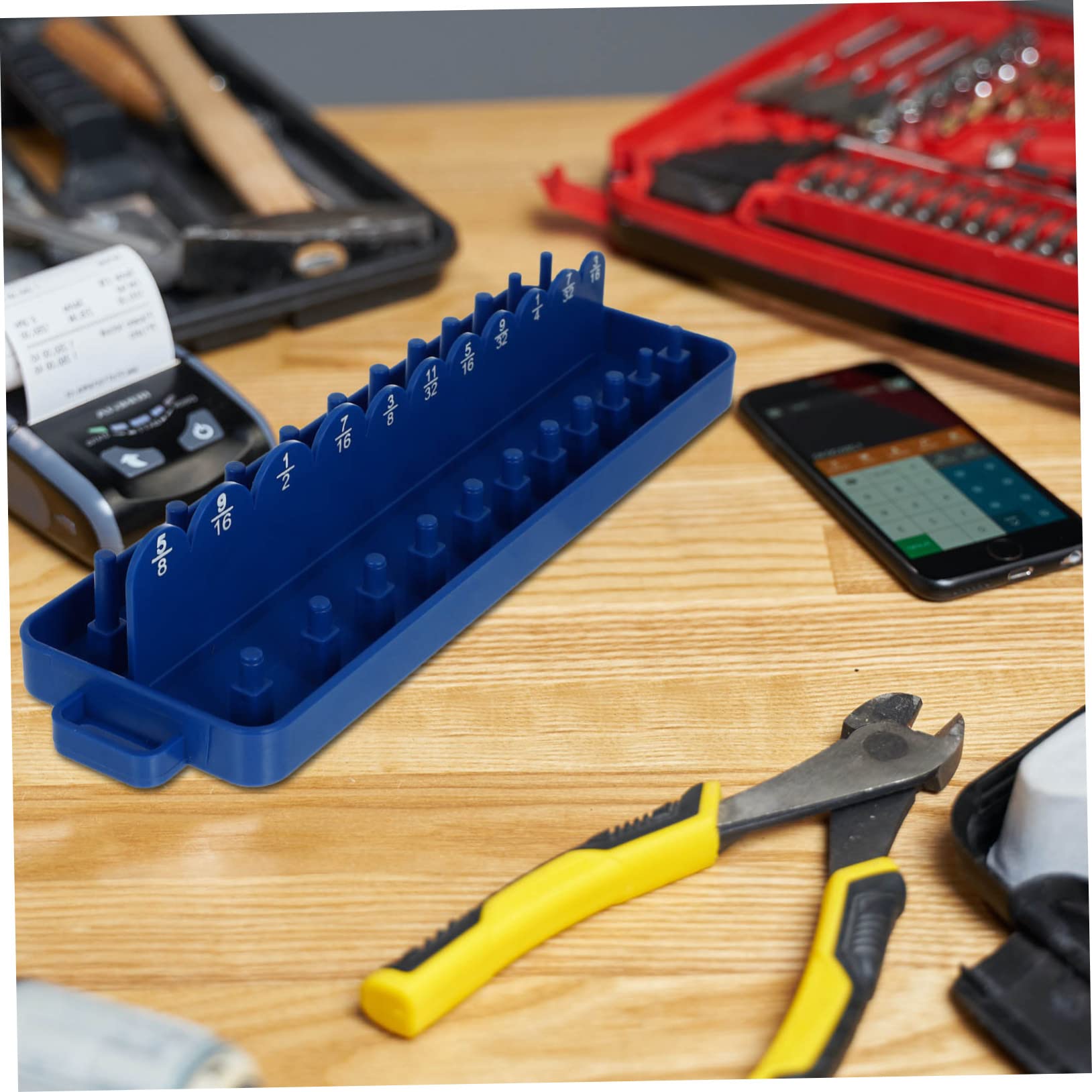 DOITOOL Plastic Socket Organizer - Wrench Socket Storage Rack with Inserting Slots for Efficient Tool Organization | Perfect for Garage, Workshop & DIY Projects