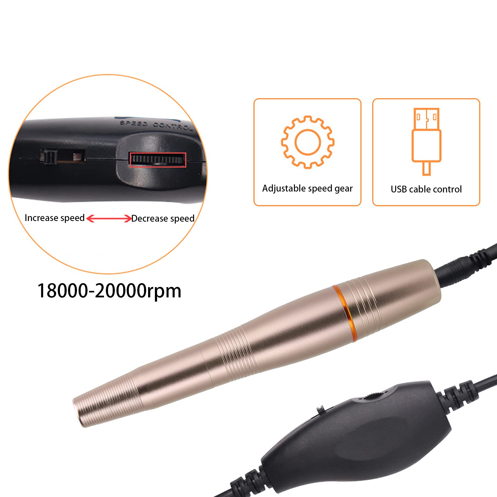 Professional USB Nail Drill Machine for Salon & Home Use - Electric Nail Grinding Tool with Golden Pisa Leaning Tower Design | Perfect for Manicures, Pedicures & Nail Art at Home or Professional Salons