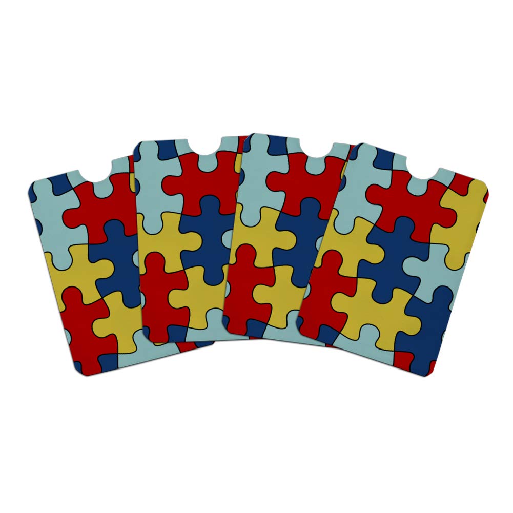 Autism Awareness Puzzle Piece Credit Card Holder Set of 4 - RFID Blocking Protector for Wallets & Purses - Perfect for Daily Use, Travel, and Secure Storage