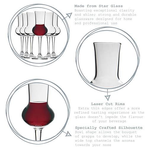Bormioli Rocco 80ml Grappa Liqueur Glasses Set of 6 - Elegant Stemmed Restaurant Glassware for Italian Brandy, Digestif & Cocktails - Perfect for Home Bars, Dinner Parties & Gifts