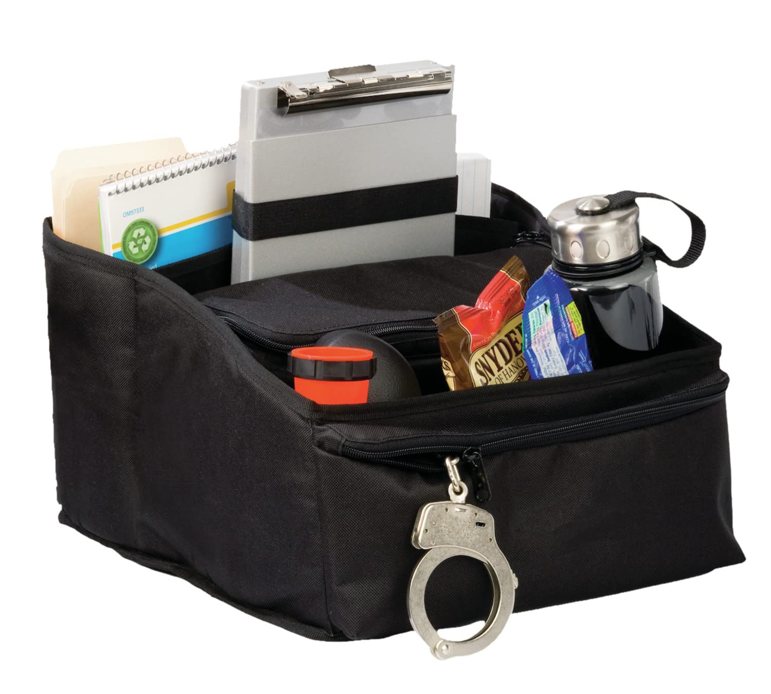 Uncle Mike's Law Enforcement Deluxe Car Seat Organizer - Black | Premium Vehicle Storage for Police Gear, First Aid Kits & Road Trip Essentials | Perfect for Patrol Cars, SUVs & Family Vehicles