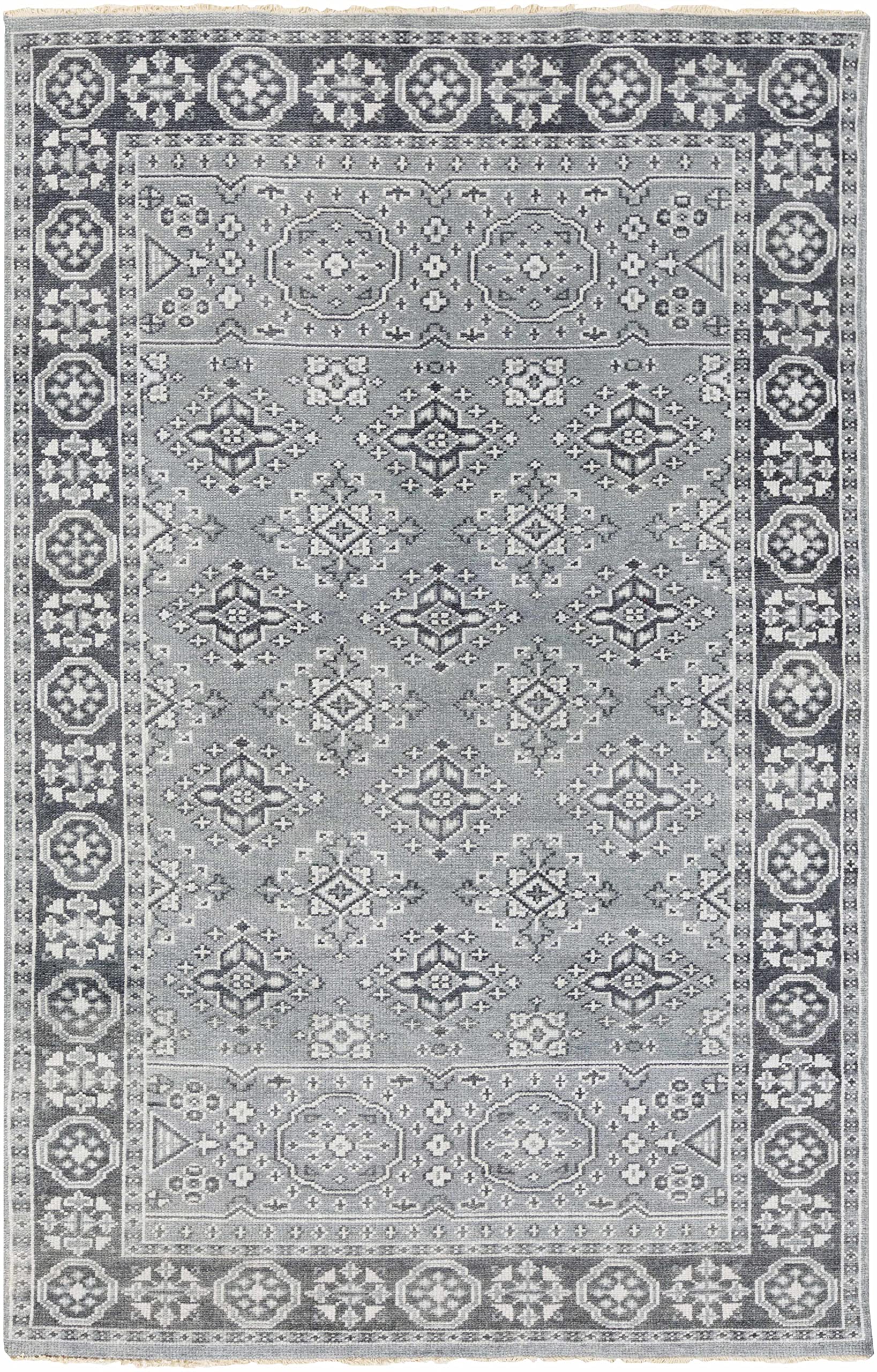 Hauteloom Sherwood Wool Area Rug - Traditional Teal & Ice Blue - 9'x13' - Soft & Durable for Living Room, Bedroom, Office - Perfect for Home Decor & Cozy Spaces