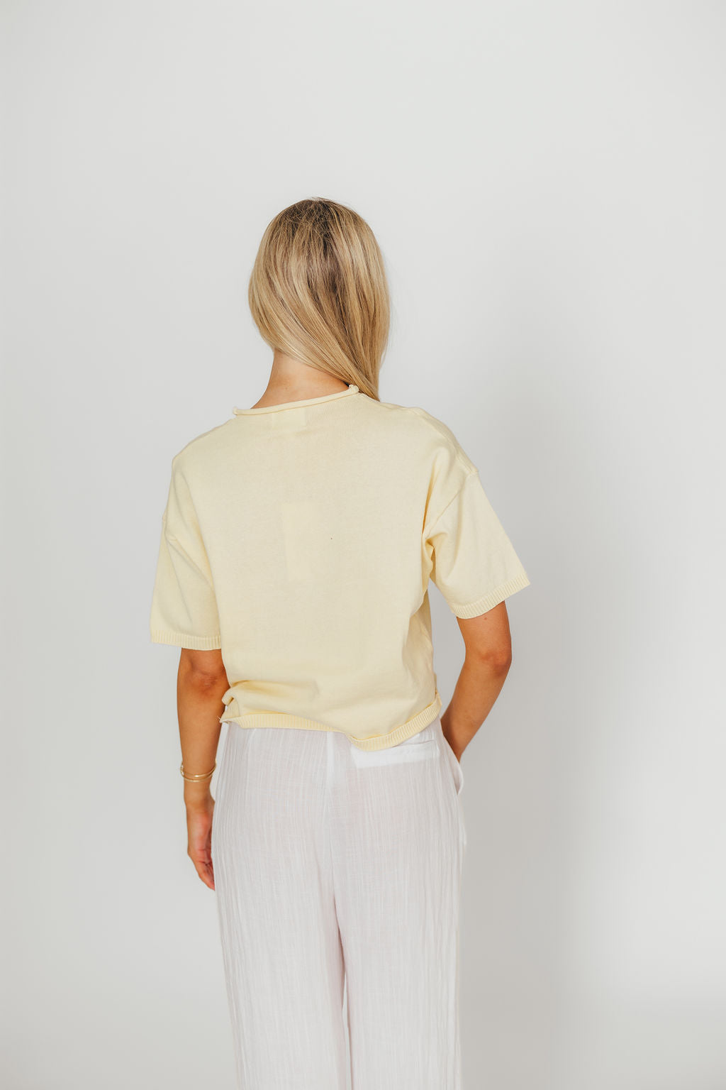 Emeryn 100% Cotton Short Sleeve Knit Cardigan for Women - Soft Butter Yellow Lightweight Summer Cover Up - Perfect for Beach, Office & Casual Outfits