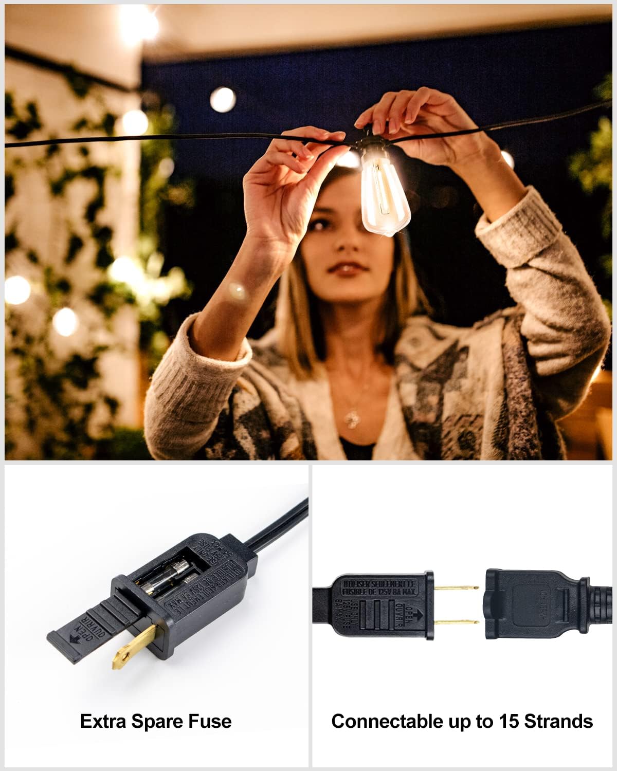 400FT Outdoor LED String Lights - Shatterproof ST38 Bulbs, 2200K Warm White Dimmable Waterproof Hanging Lights for Porch, Garden, Backyard, Balcony & Party Decor | Perfect for Wedding, Patio, Restaurant & Outdoor Events | ETL Certified
