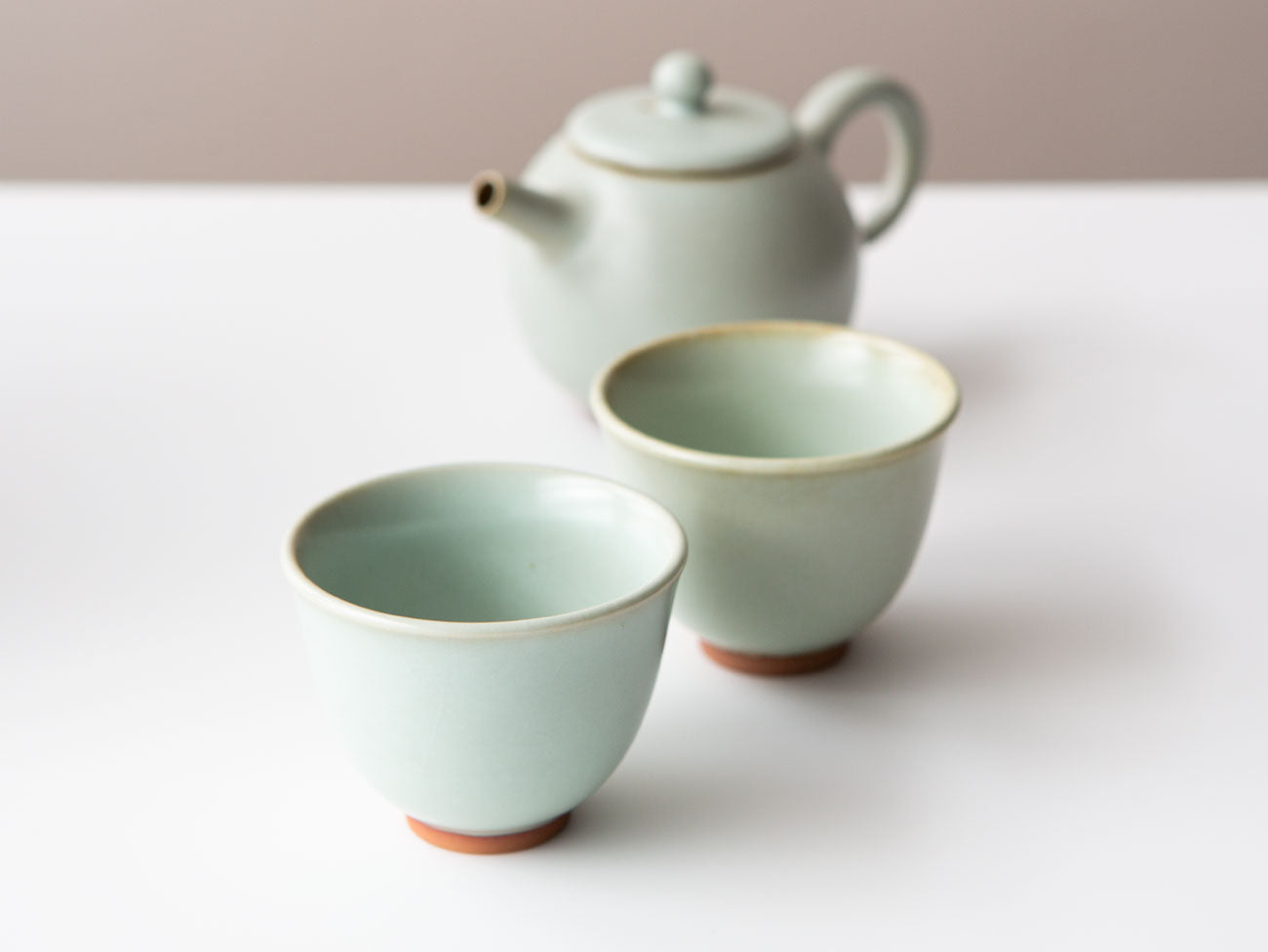 Exquisite Celadon Tulip Cups - Handcrafted Ceramic Tea Set for Home & Office - Perfect for Tea Lovers, Gift Giving & Elegant Decor