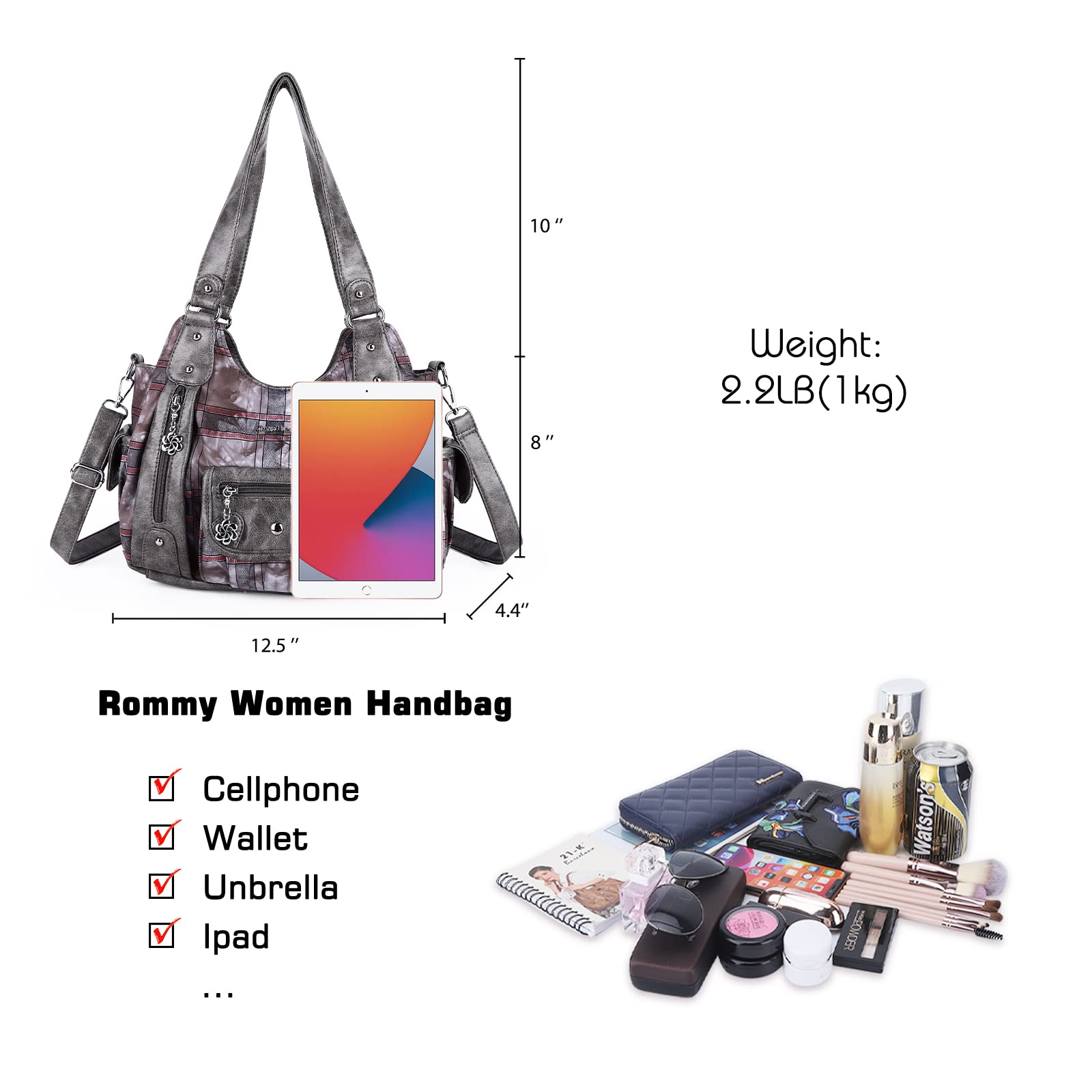 Angel Barcelo Women's PU Leather Shoulder Bag - Stylish Hobo Purse for Ladies & Girls | Perfect for Work, Shopping & Daily Use