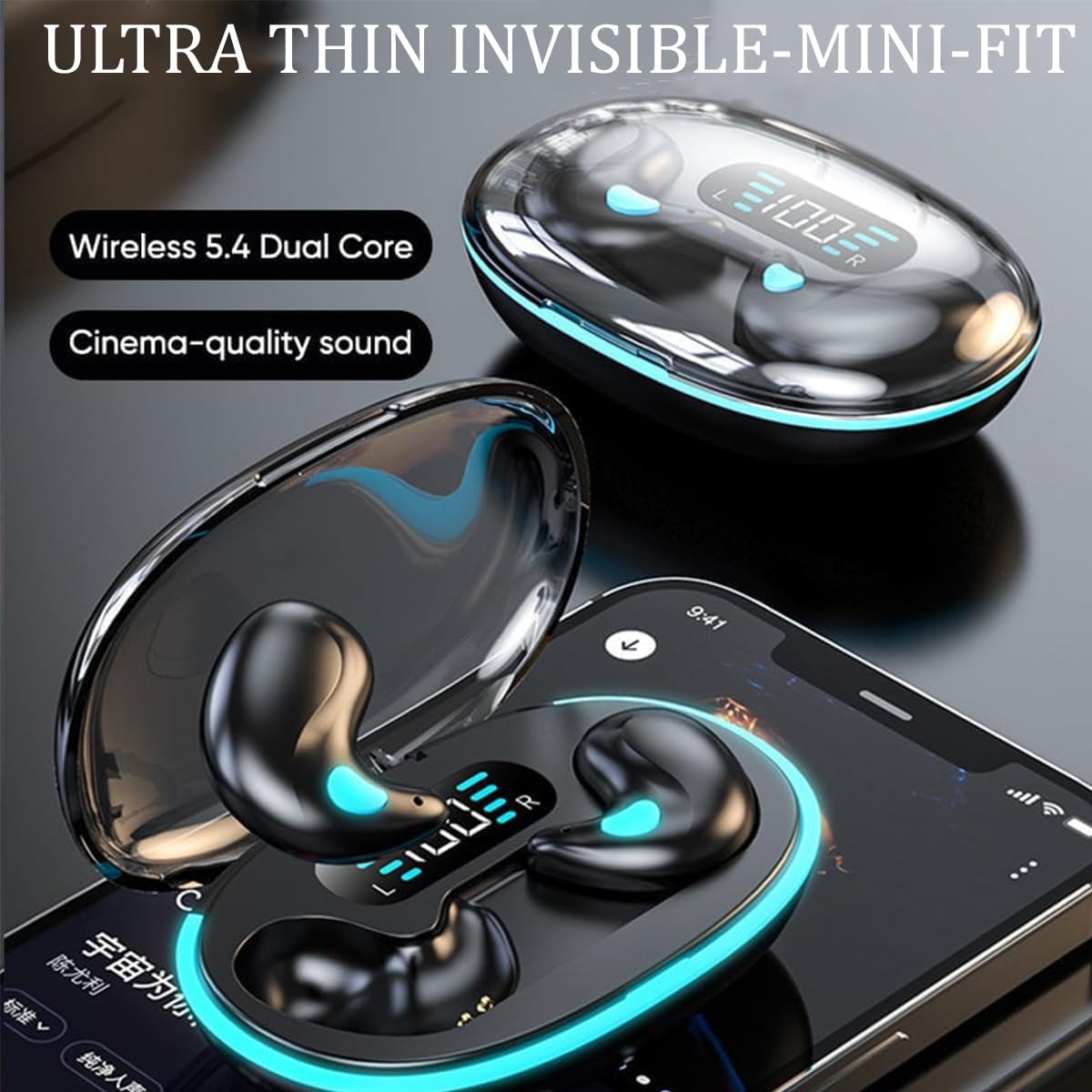 Bone Conduction Sleep Bluetooth Headset - Wireless Noise Cancelling Sports Earphones with 5.3 Technology, Comfortable In-Ear Design for Running, Workouts & Office Use (White)