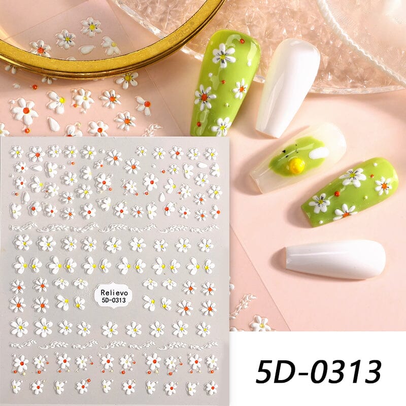 5D Embossed Flower Nail Stickers - DIY Nail Art Decals for Women | Perfect for Parties, Weddings & Special Occasions