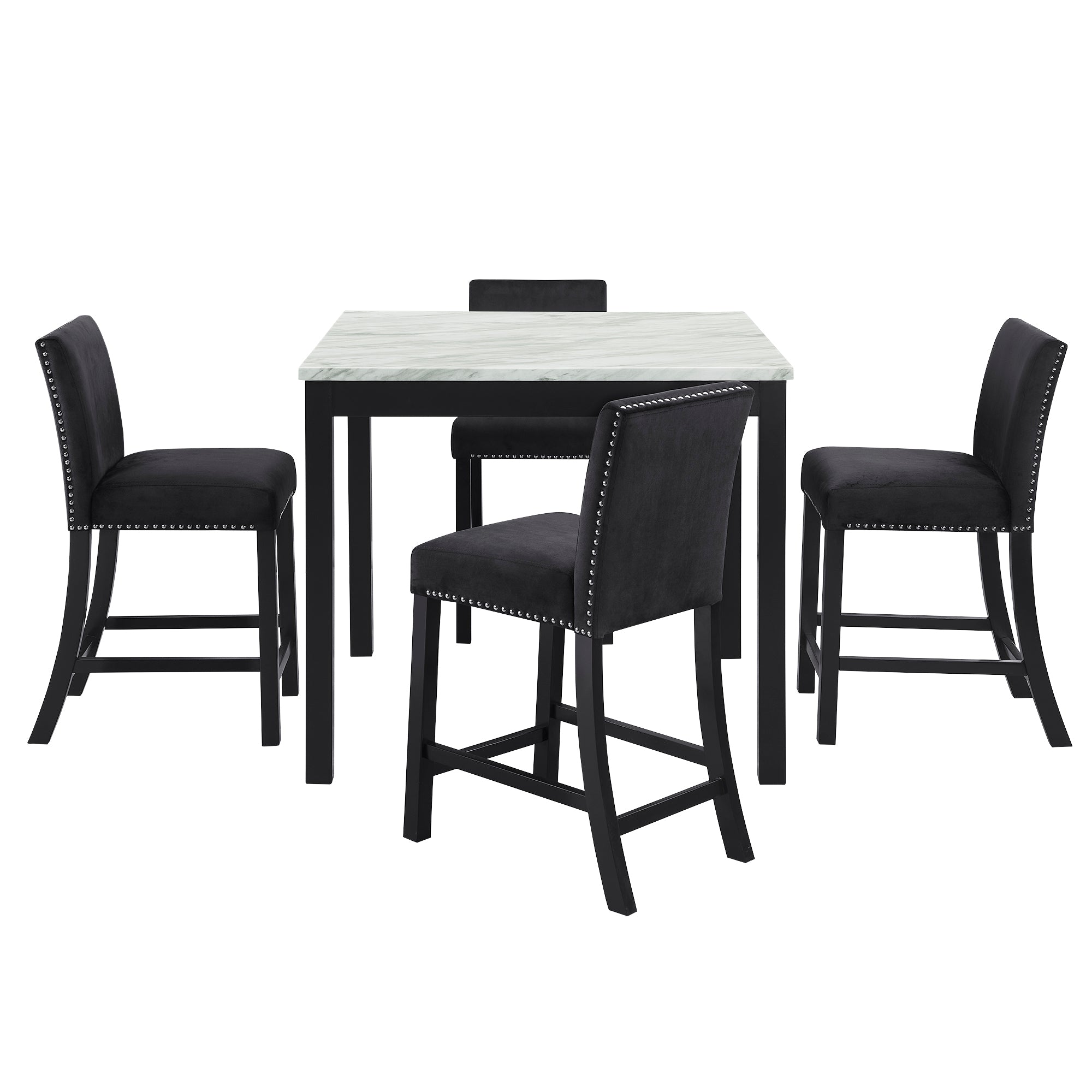 Premium Black Dining Chairs Set of 4 - Modern Kitchen & Dining Room Furniture - SKU W1781S00017 - Perfect for Home, Restaurant, and Office Use