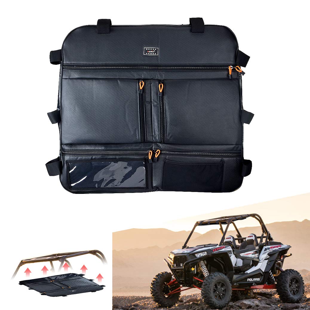 Large Capacity Roof Bag for Polaris RZR XP 1000 - Overhead Tool Storage Organizer Fits 2 & 4 Seat Models (All Years) - Durable Black Utility Bag for Off-Road Adventures, Camping & Outdoor Gear Storage
