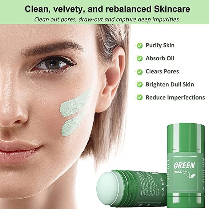 Glowhouse Green Tea Stick Face Mask - Blackhead Remover & Acne Treatment | Oil Control & Deep Pore Cleanser | Purifying Clay Stick Mask for Men & Women (1 Count) | Perfect for Travel & Daily Skincare Routine
