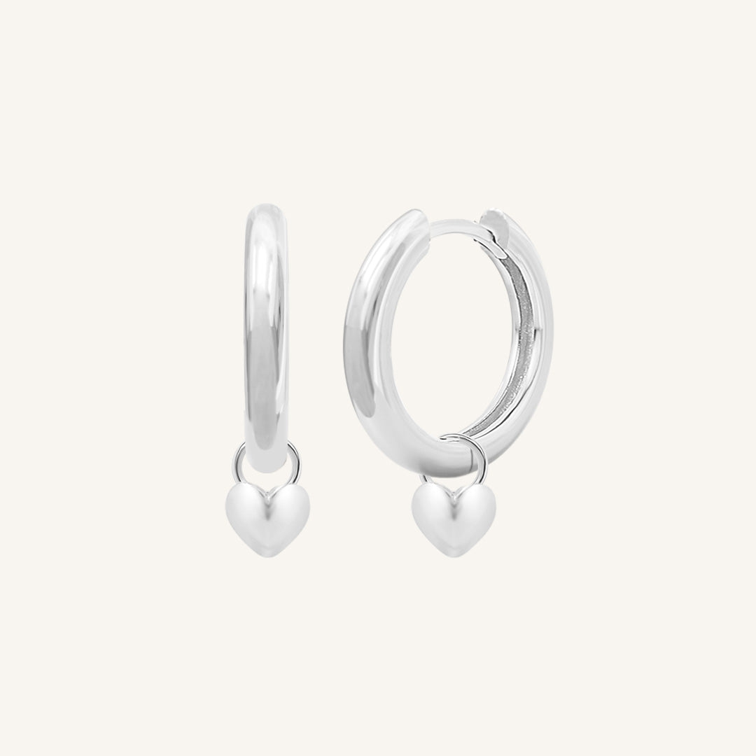 Behold Heart Plain Hoops - Minimalist Sterling Silver Hoop Earrings for Women | Perfect for Everyday Wear, Date Nights & Gifting