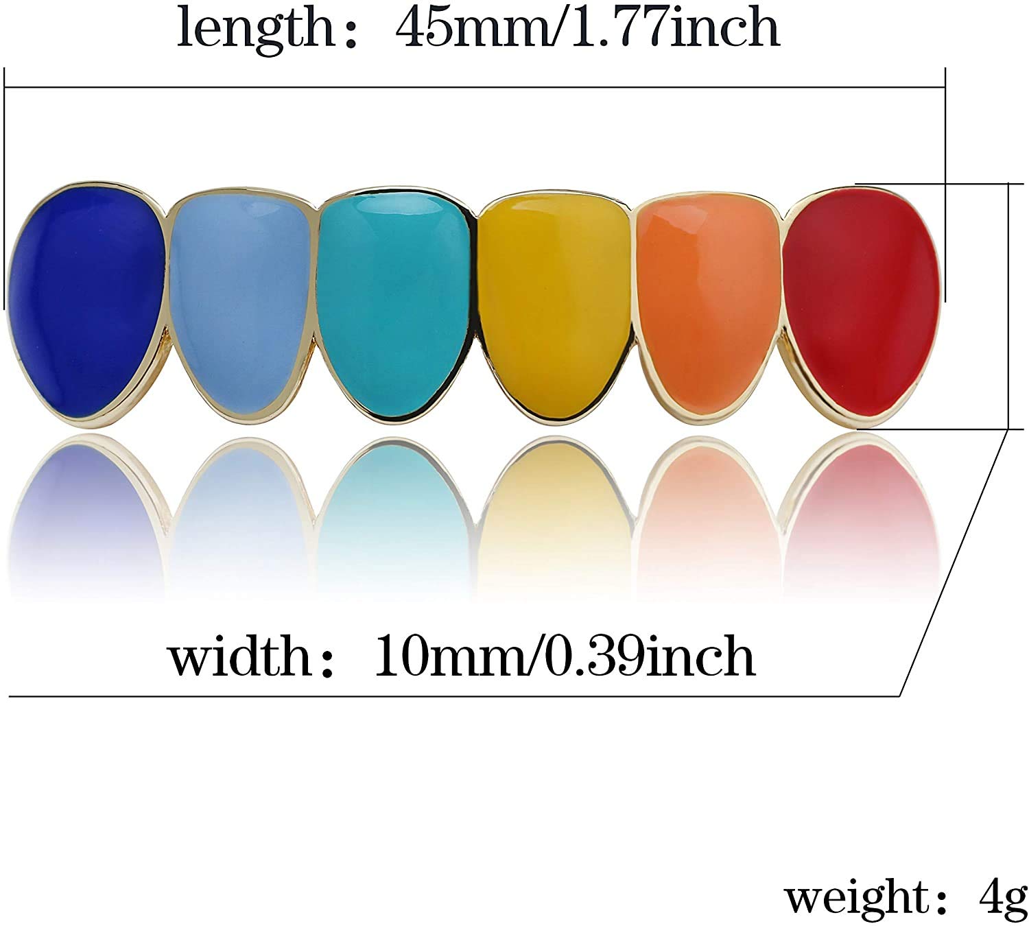 18K Gold Plated Rainbow Bottom Hip Hop Grillz for Teeth - Unisex Dental Jewelry for Men & Women | Perfect for Hip Hop Performances, Concerts, and Streetwear Fashion