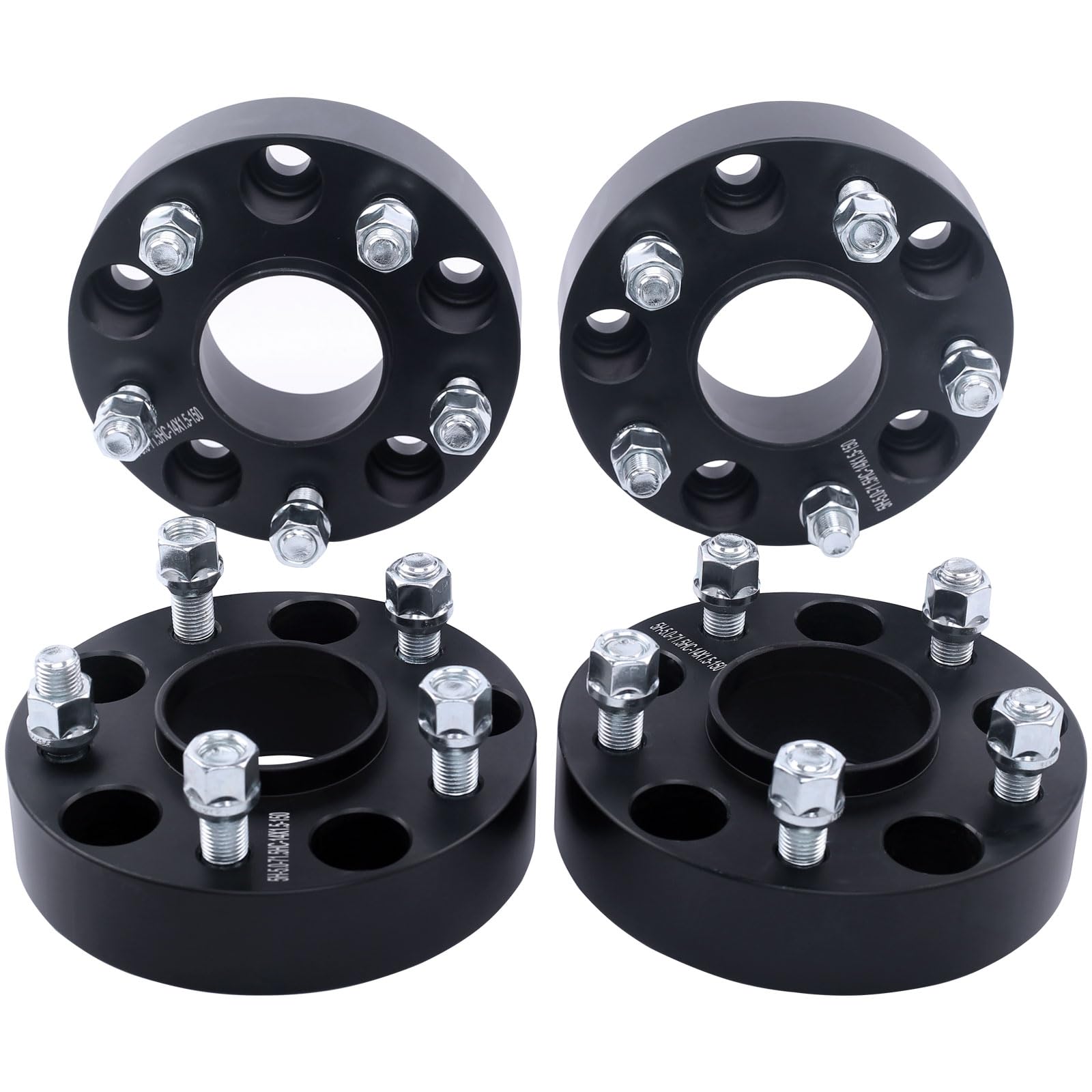DCVAMOUS 4PC Black 5x5 Hubcentric Wheel Spacers 1.5 Inch (38mm) with 1/2