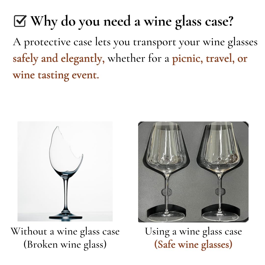 Premium Aluminum Hard Shell Travel Case for Wine Glasses – Durable Dark Gray Protective Holder with EVA Foam Inserts, Fits Zalto/Spiegelau/Gabriel Gold/Josephine Series – Perfect for Wine Tasting, Gifts & Travel Protection (Glasses Not Included)