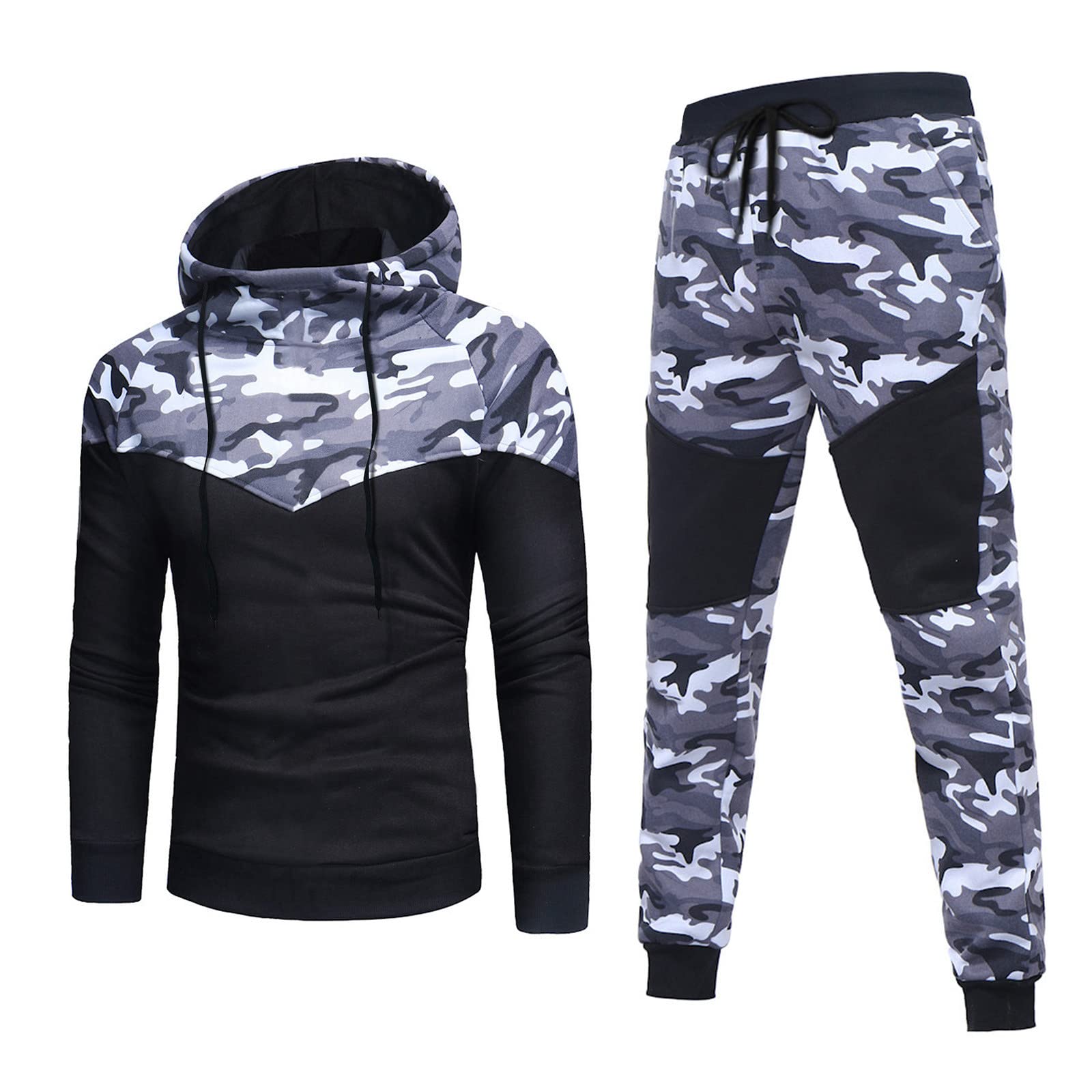 Men's Color Block Hoodie & Joggers Set - Casual Sportswear Tracksuit for Gym, Running, and Everyday Wear | AU-5533
