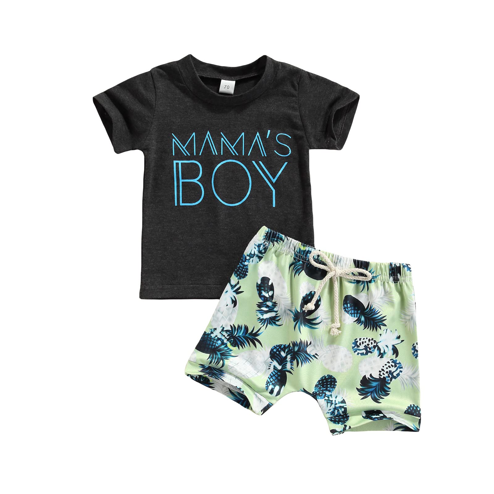 Ayalinggo 2-Pack Baby Boys Summer Outfits - Short Sleeve Letter Print T-Shirt & Casual Shorts Set | Beachwear, Playtime & Everyday Comfort
