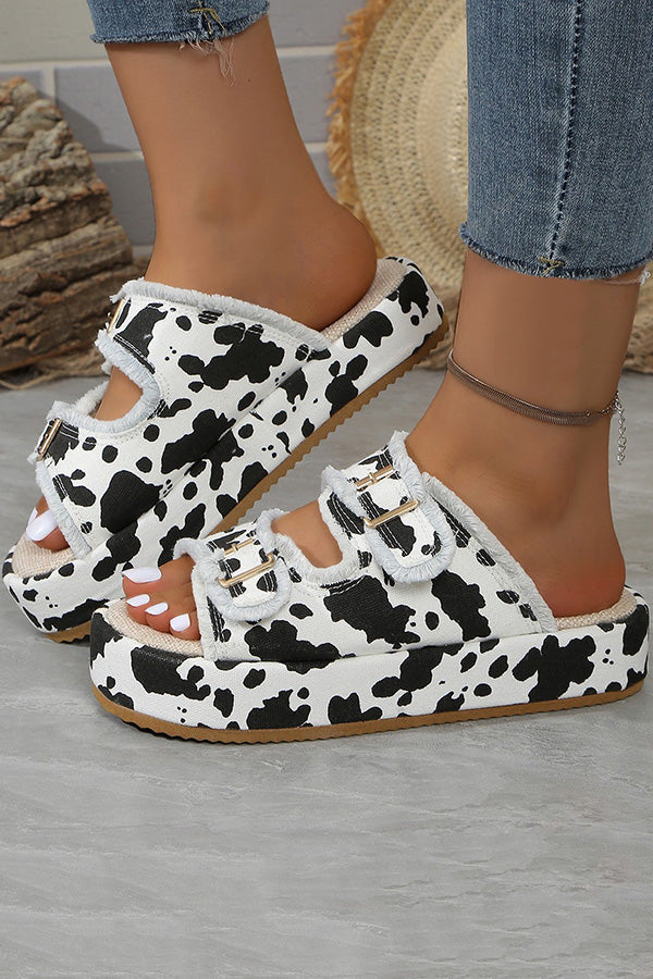 Comfortable Summer Thick Sole Denim Belt Buckle Sandals for Women - Perfect for Beach, Casual Outings & Street Style Fashion