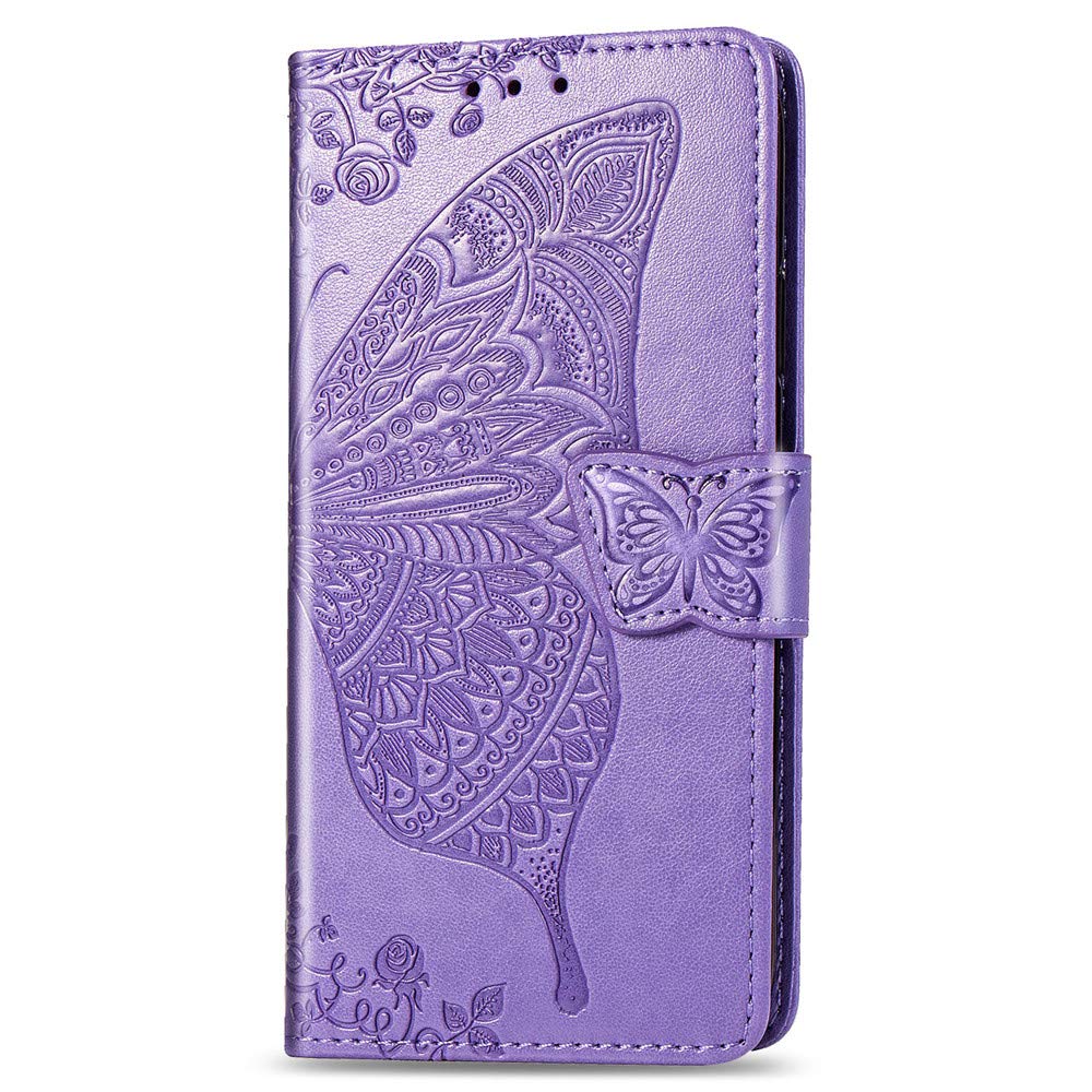 Premium Leather Wallet Case for iPhone 11 Pro Max (6.5 inch) - Embossed Butterfly Design with Flip Card Holder & Cash Pocket | PU Protective Cover for Apple iPhone 11 Pro Max 2019 Model | Perfect for Daily Use, Travel & Business Meetings (Lavender)