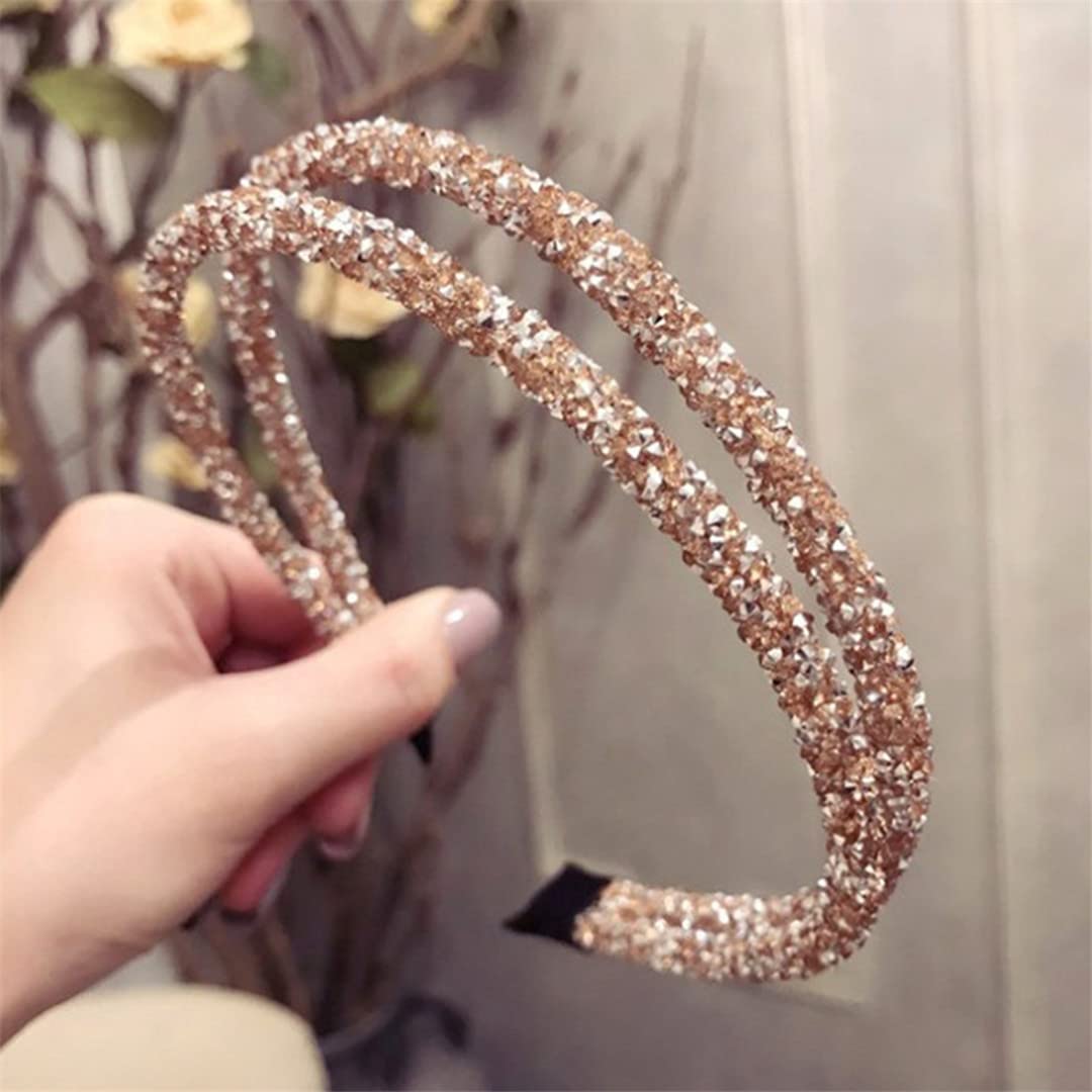 Sparkling Rhinestone Headband for Women - Elegant Solid Color Hair Hoop Accessory - Perfect for Weddings, Parties & Special Occasions
