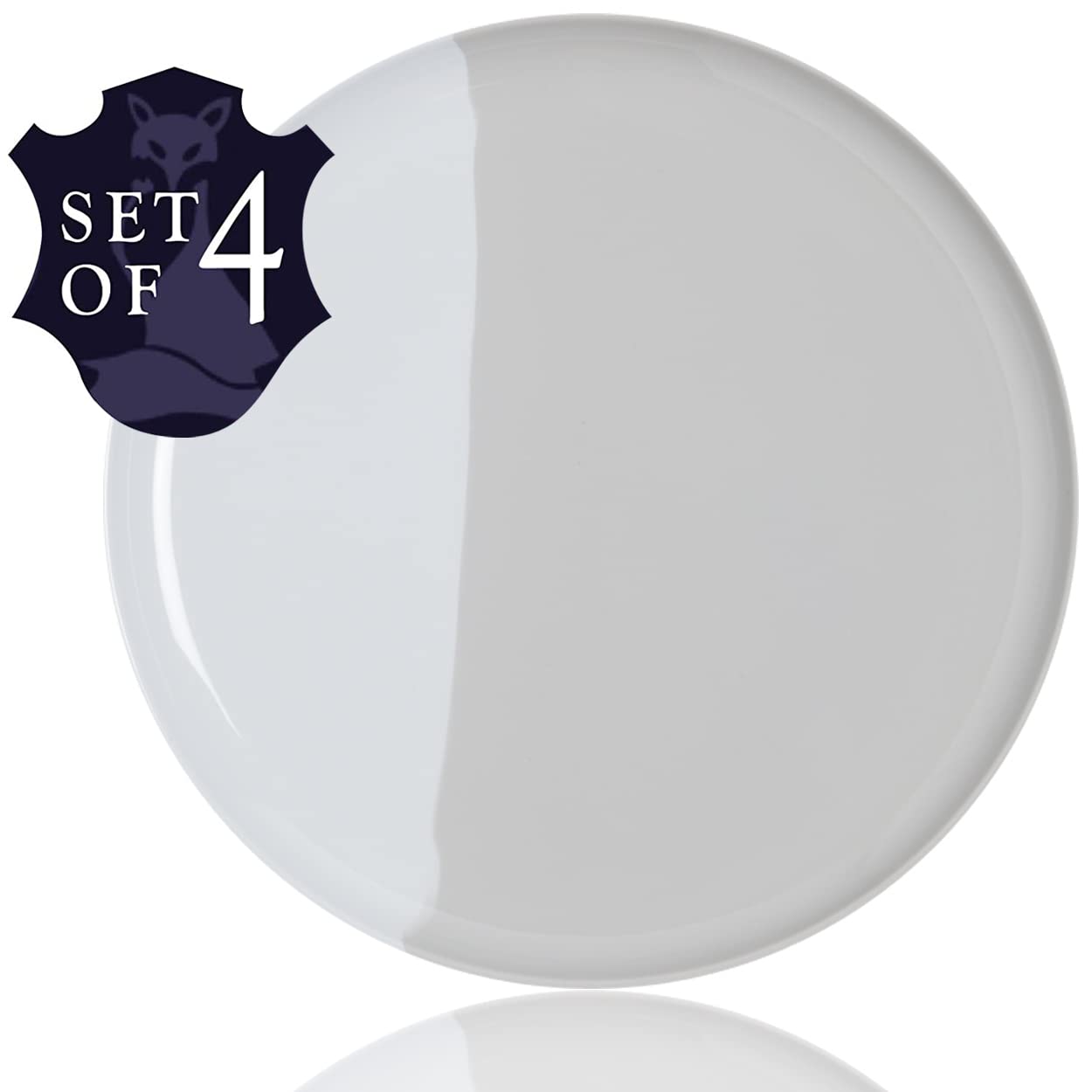 4-Piece Melamine Salad & Dessert Plates Set - Chip & Break-Resistant, Durable & Dishwasher Safe - Silver Gray Dinnerware for Kids, Indoor & Outdoor Dining, Picnics, BBQs, and Parties