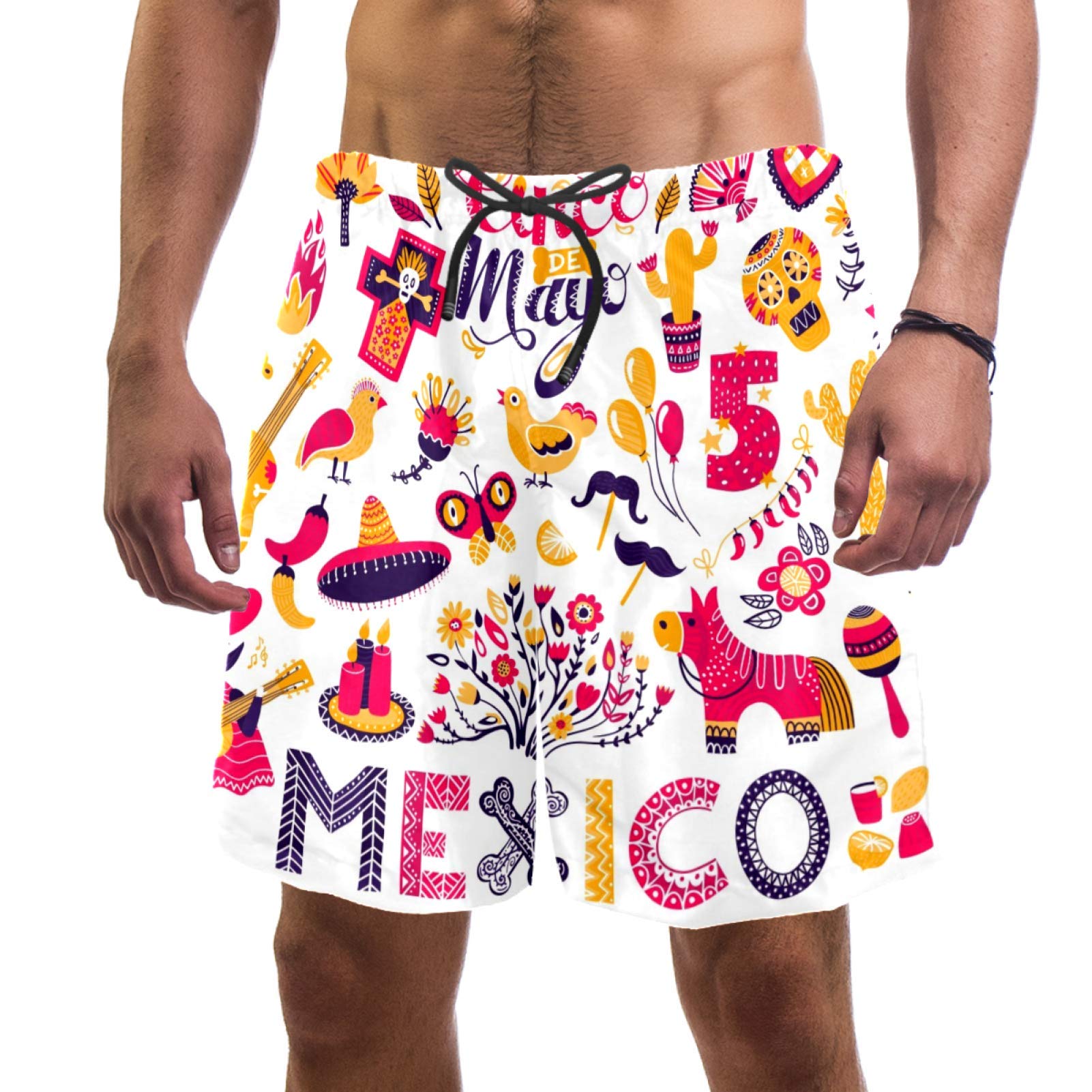 **Men's Quick-Dry Swim Trunks - Mexican Cinco De Mayo Beach Shorts, Elastic Waist Board Shorts for Swimming & Surfing | Perfect for Pool, Vacation & Summer Outings**