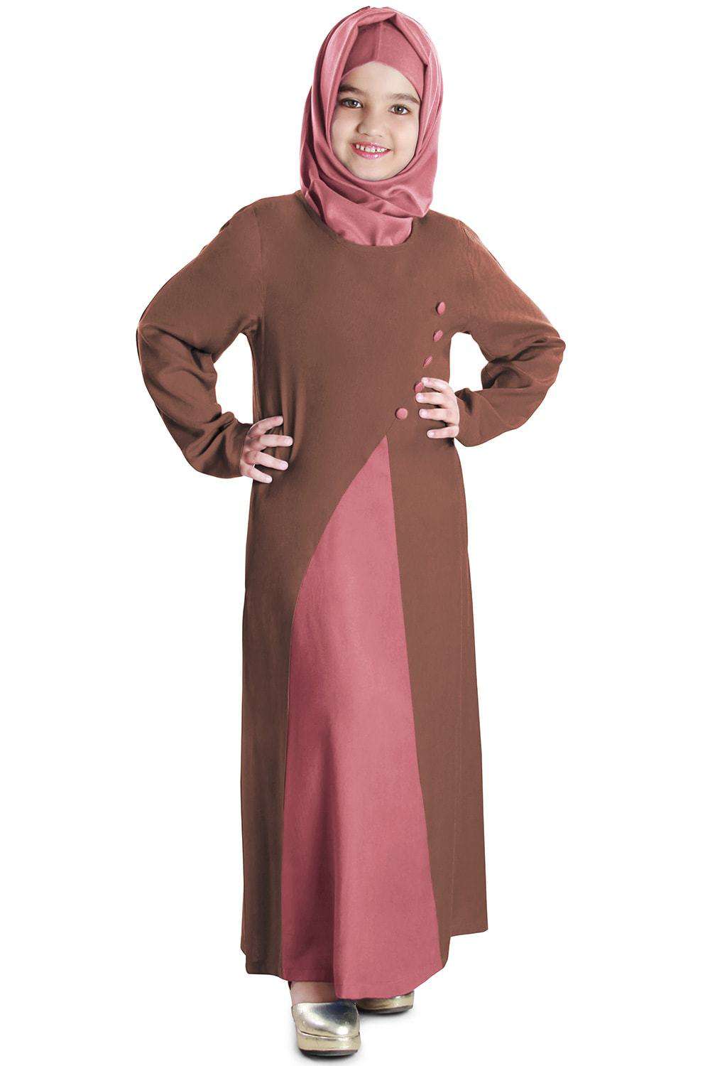 Dual Color Rayon Kids Abaya for Girls - Comfortable & Stylish Islamic Dress for School, Prayer, and Special Occasions