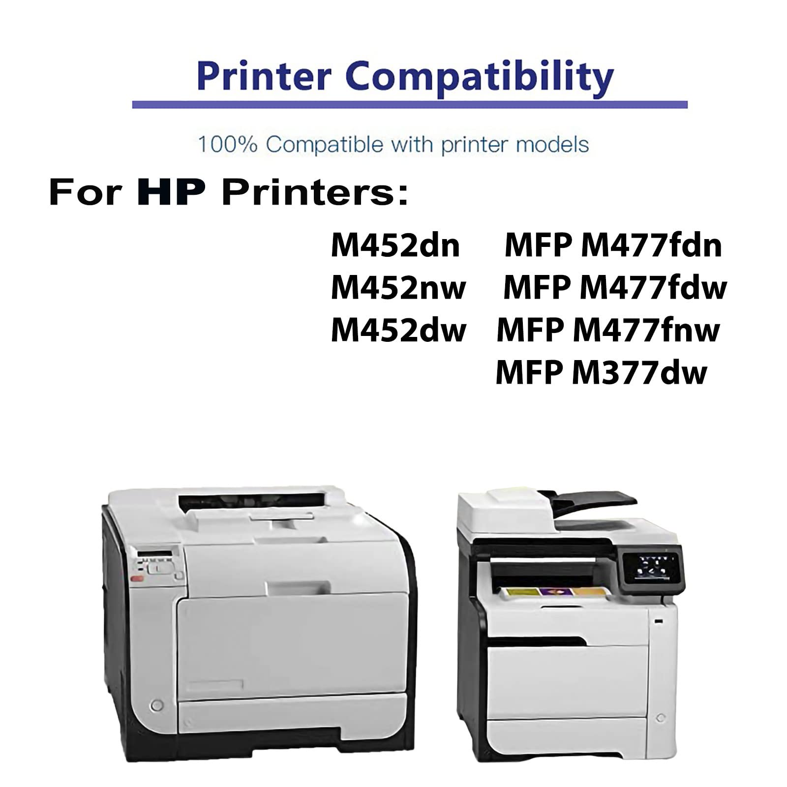 10-Pack (4BK+2C+2Y+2M) High Yield Compatible Laser Toner Cartridge for HP MFP M477fnw & M377dw Printers - Replacement for CF410X/CF411X/CF412X/CF413X - Perfect for Office & Home Printing Needs