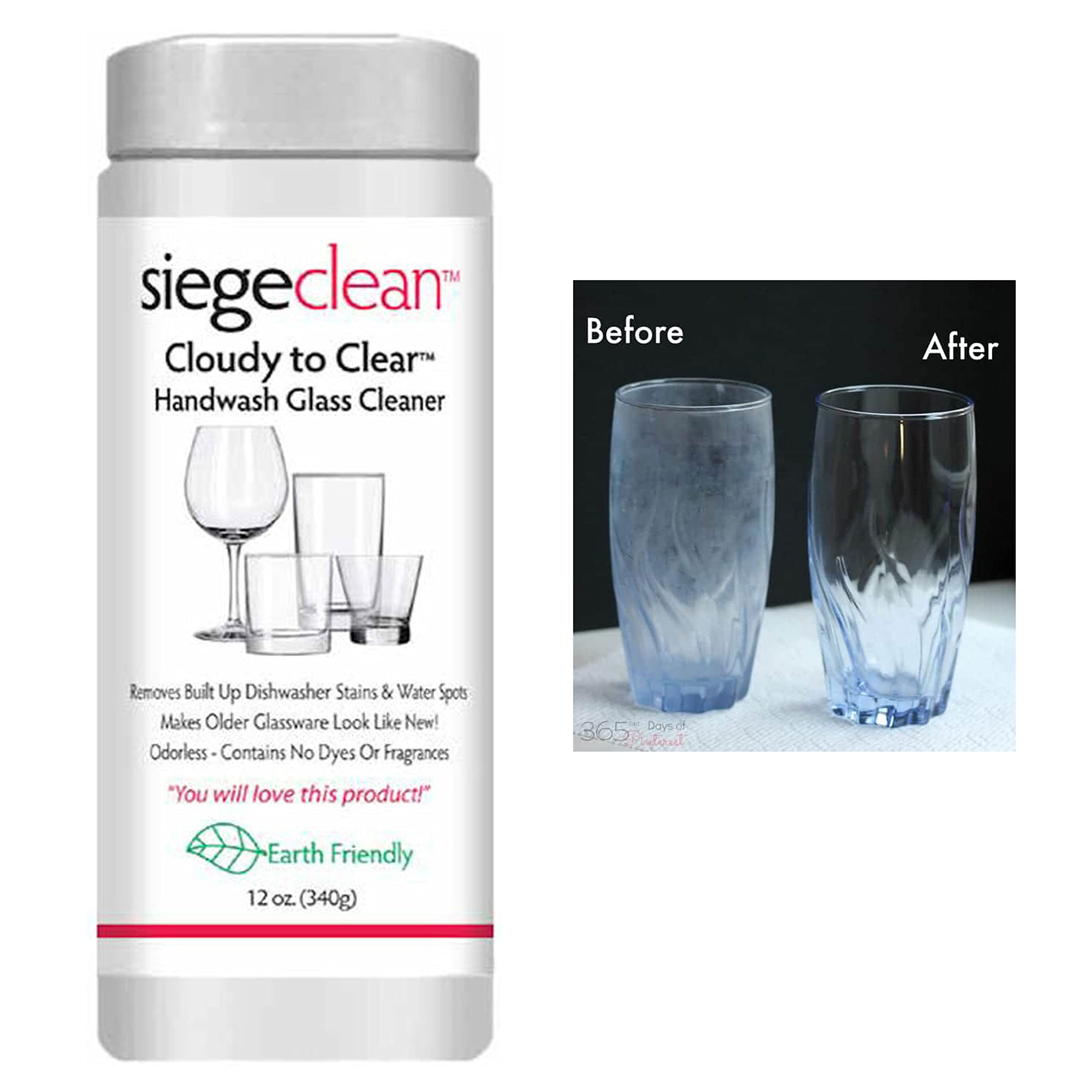 1 Pack Eco-Friendly Glass Cleaner Powder - 12oz for Crystal Clear Glassware, Dishes & Windows | Perfect for Kitchen, Bathroom & Car Cleaning