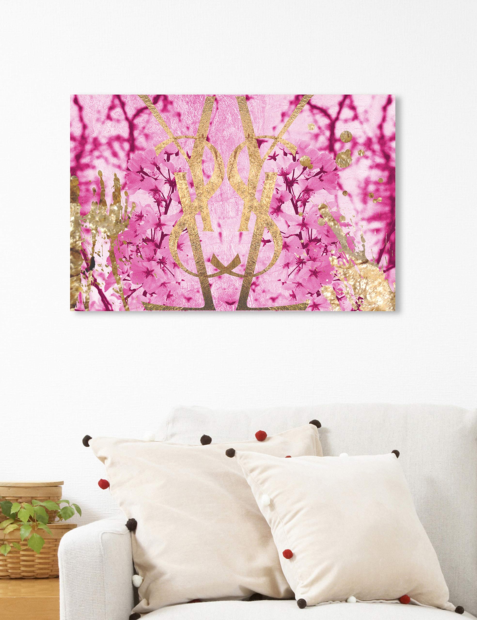 Botanical Couture Pink Wall Art Canvas Prints - Fashion & Glam Home Decor for Living Room, Bedroom, Office