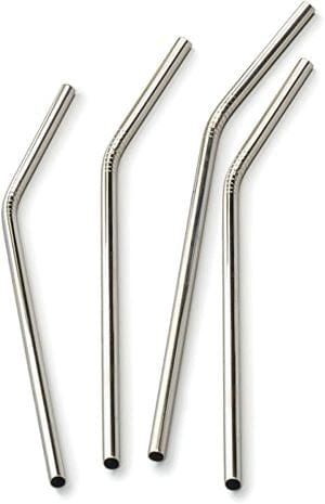 Eco-Friendly Reusable Stainless Steel Drinking Straws Set of 4 - BPA Free Metal Straws for Smoothies, Iced Coffee & Cocktails at Home or Restaurant