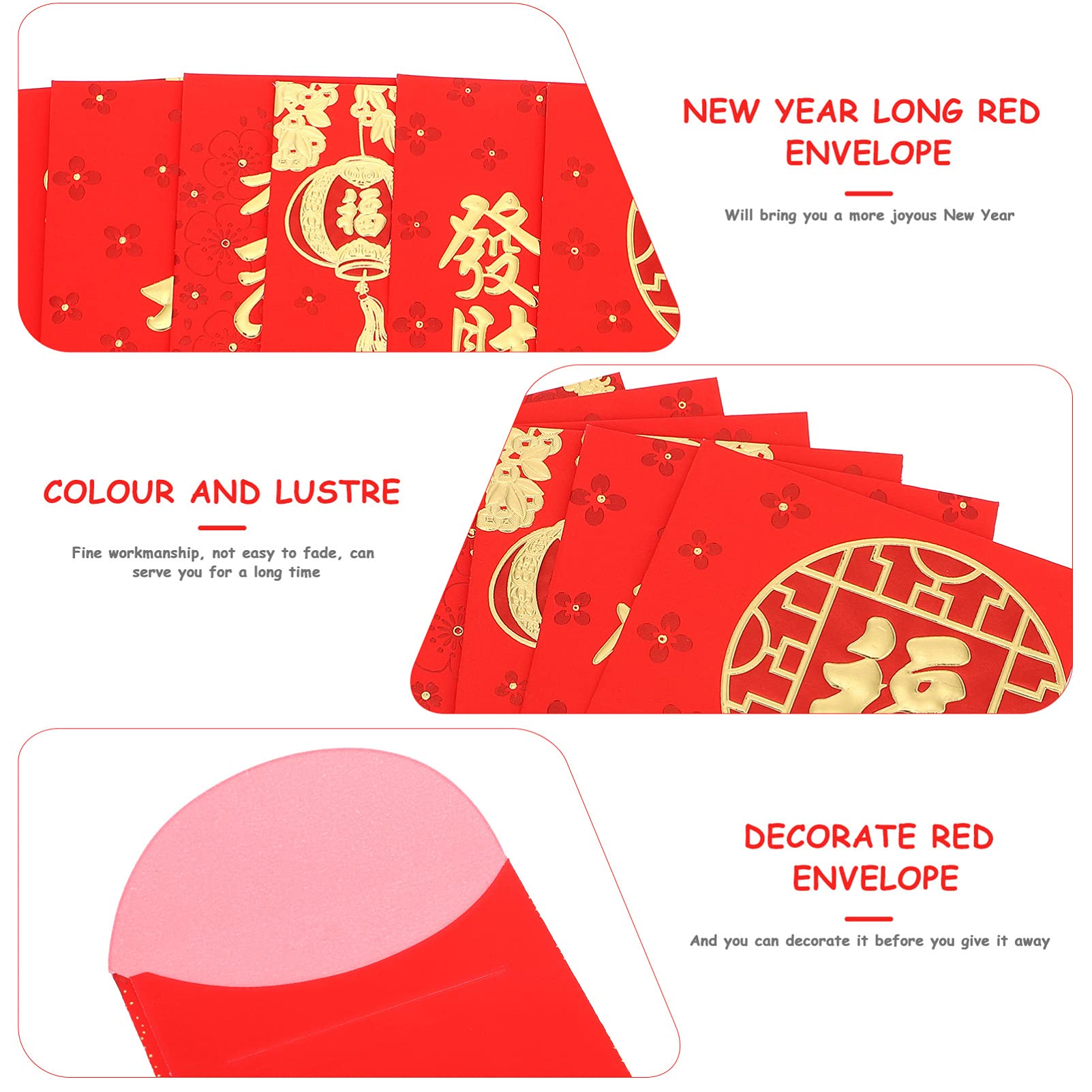 PRETYZOOM 30pcs Chinese Red Envelopes - Hong Bao Lucky Money Pockets for Chinese New Year, Weddings, Birthdays & Gifts | Traditional Cartoon Design Li Xi Paper Envelopes