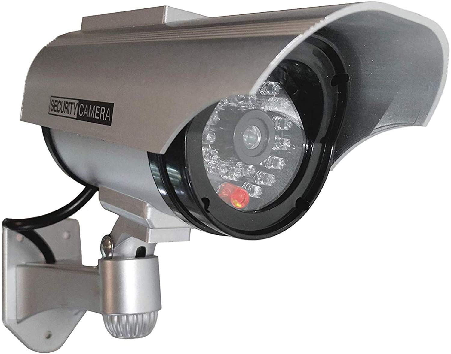 4 Pack Solar Dummy Security Cameras with LED Flashing Light - Outdoor Fake Surveillance Camera with Realistic Lens - Deter Burglars for Home, Business & Warehouse Security (Weatherproof Design)