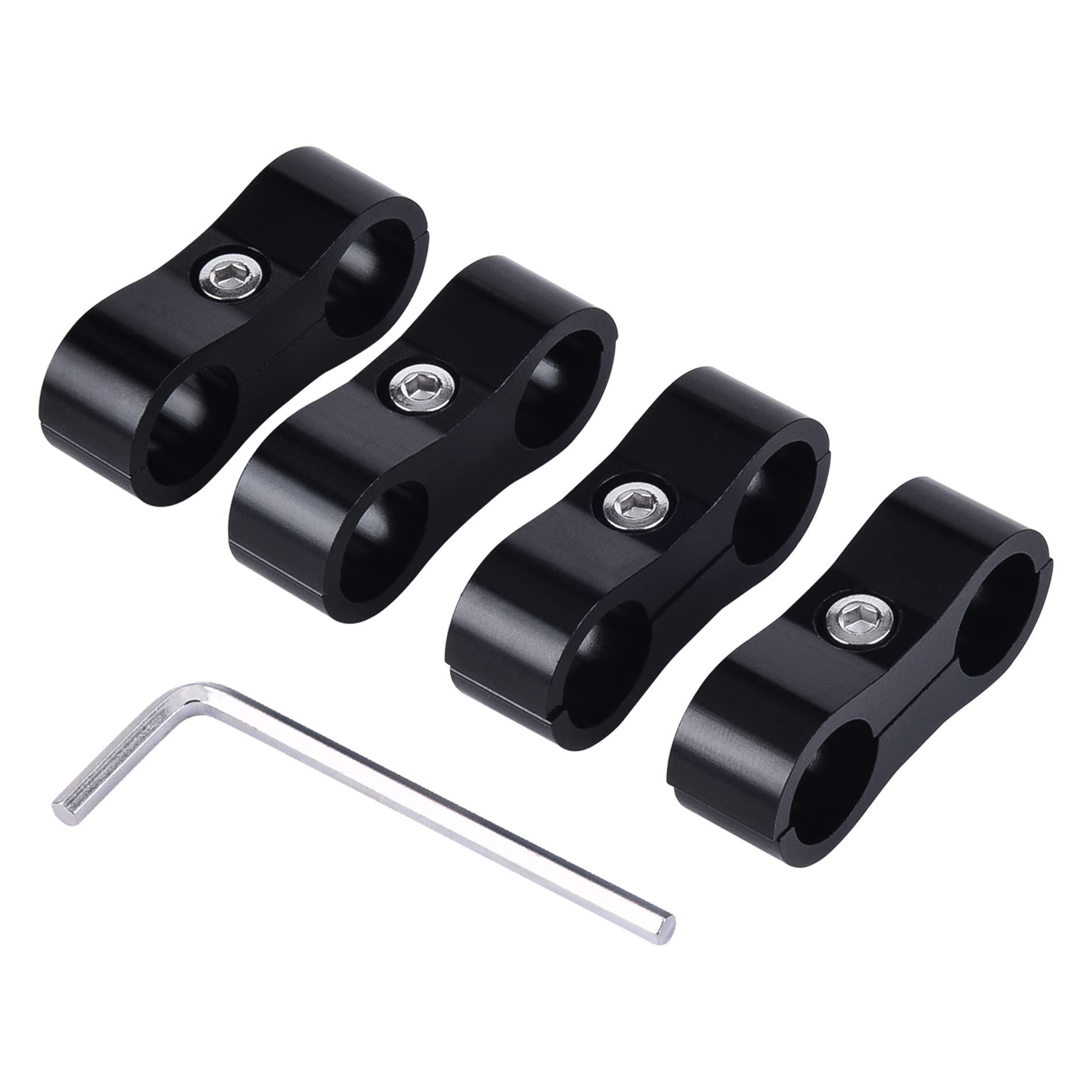 EVIL ENERGY 4AN Hose Separator Clamp - AN4 Fuel Line Mounting Clamp, Fuel Hose Holder, Black (4Pcs) - Perfect for Automotive Fuel Systems, Racing, and Performance Upgrades