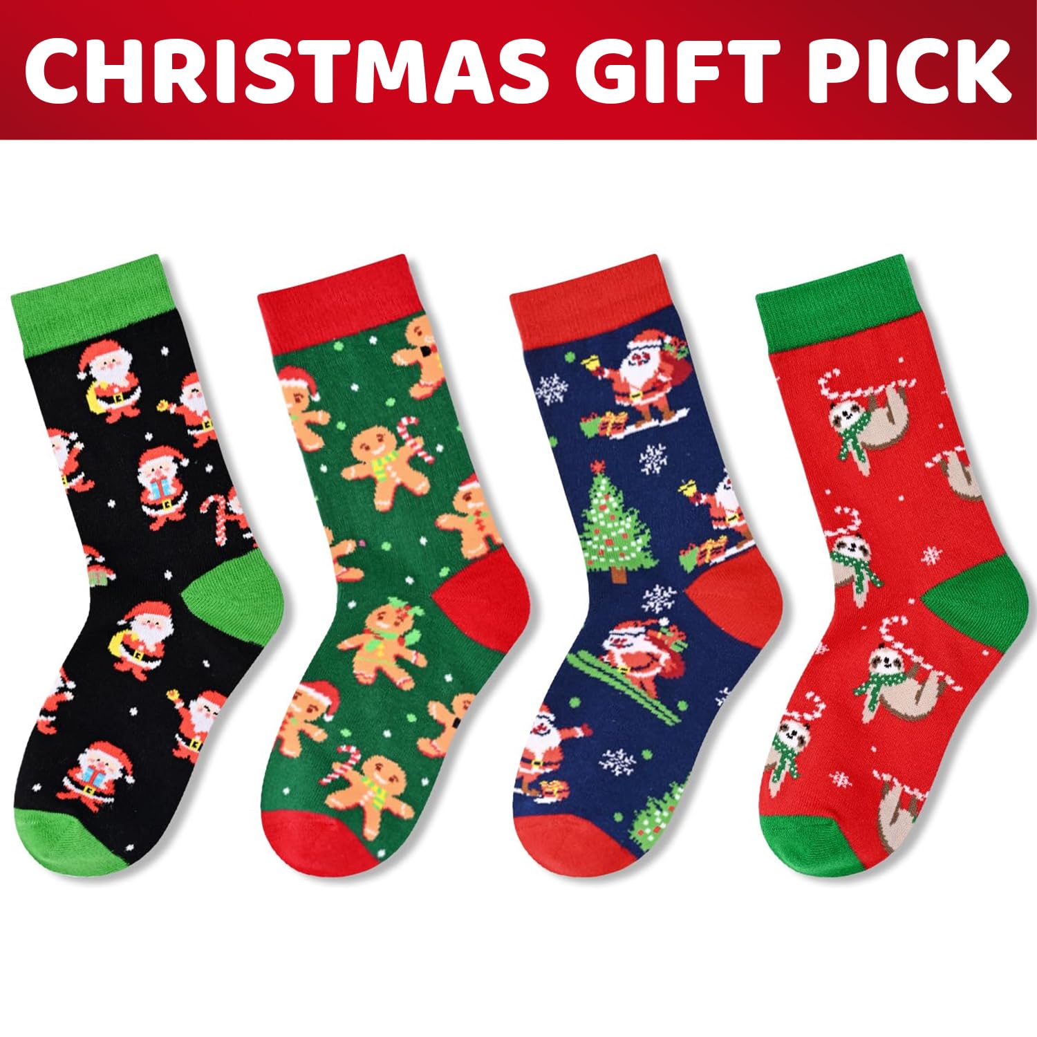HappyPop Christmas Stocking Socks for Kids - Festive Santa Socks for Boys & Girls with Greeting Card - Perfect Holiday Gift for Stocking Stuffers & Christmas Morning Surprises
