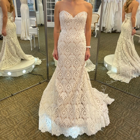 BHLDN Whispers & Echoes Lilac Wedding Gown - Elegant Lace Bridal Dress for Romantic Ceremonies & Evening Receptions